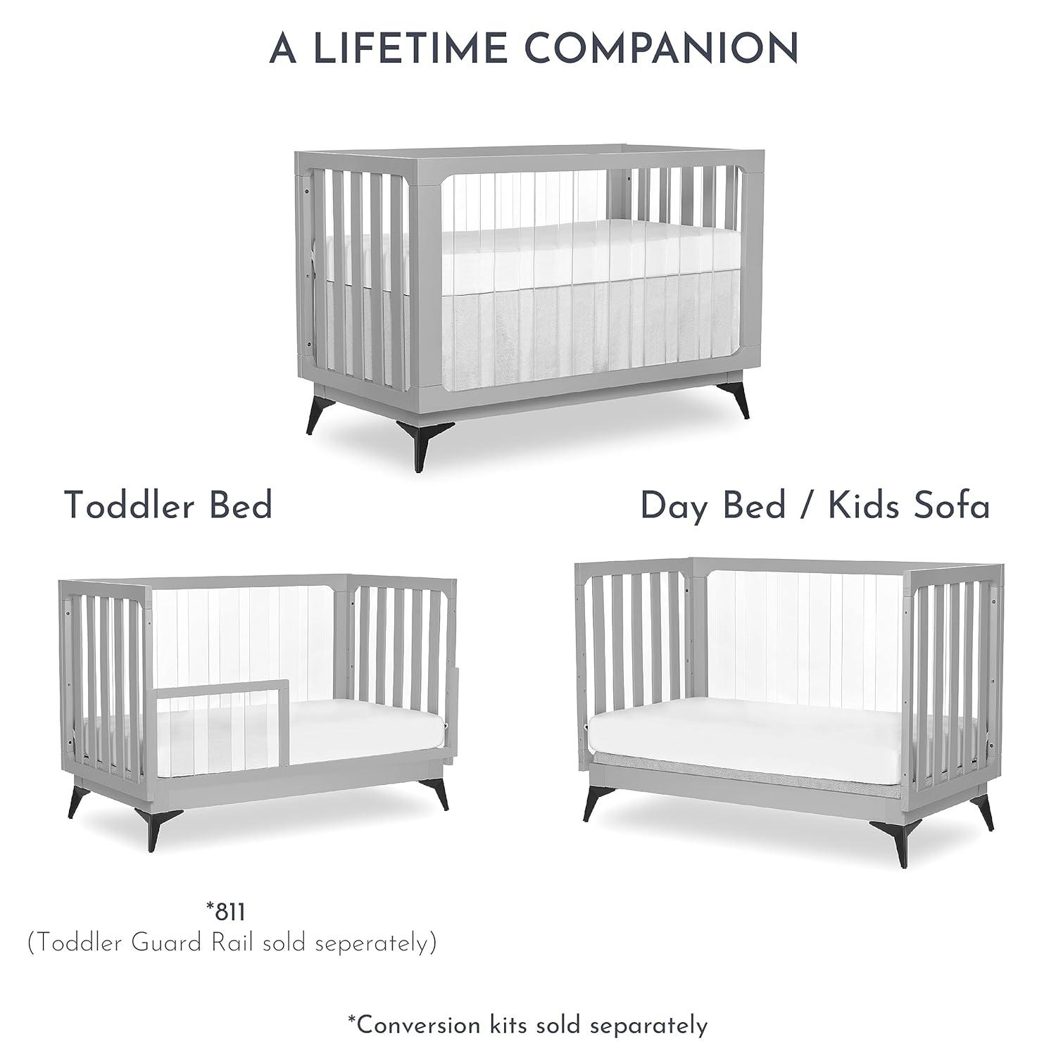 Evolur Acrylic Millennium 4 in 1 Convertible Crib