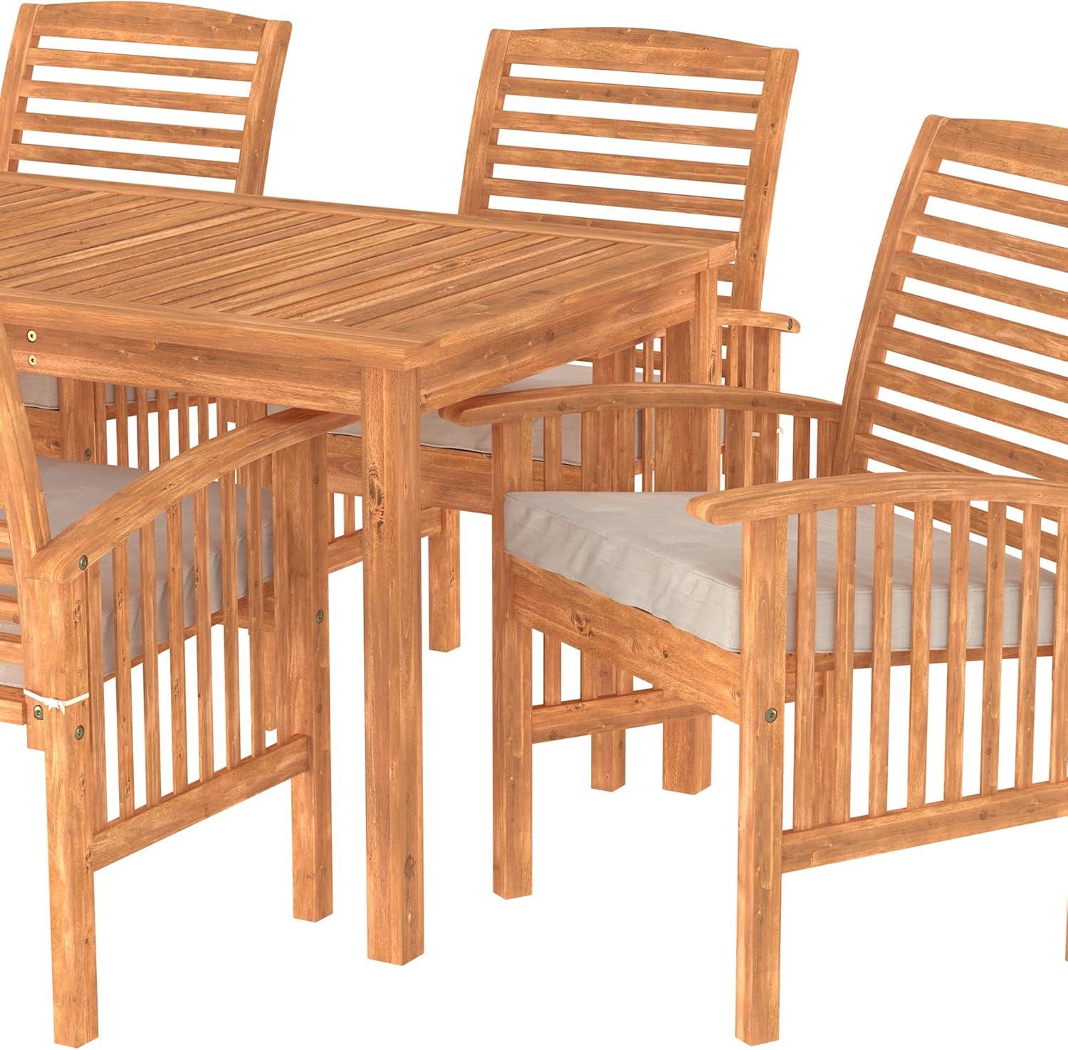 Outdoor Classic Traditional Modern Contemporary Acacia Wood Simple Patio 7-Piece Dining Set - Brown