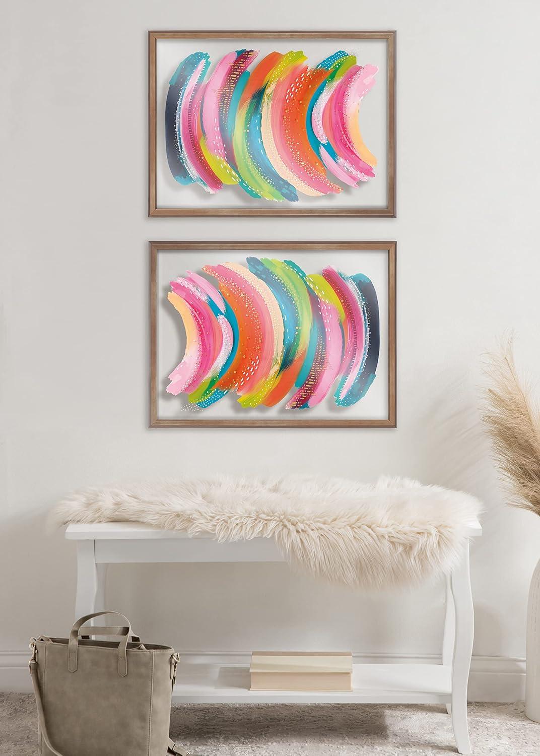 Kate and Laurel Blake Bright Abstract Framed Printed Glass Wall Art by Jessi Raulet of Ettavee, 18x24 Gold, Modern Colorful Abstract Art for Wall