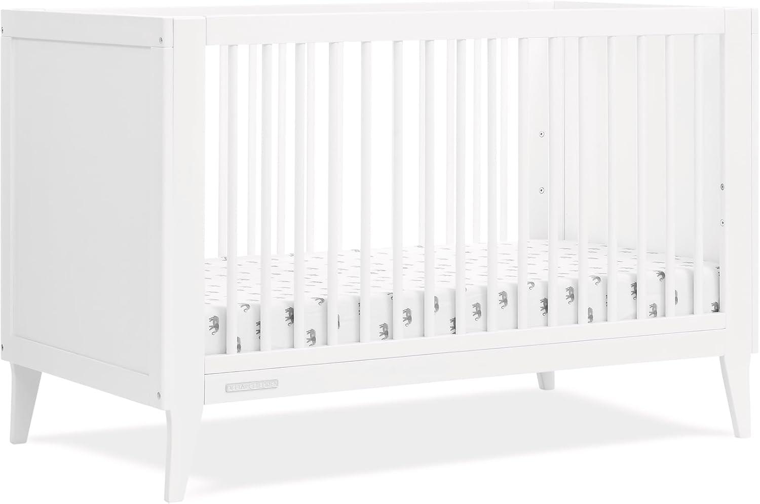 Bianca White Mid-Century Modern 4-in-1 Convertible Crib