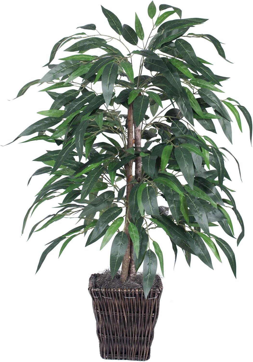 48" Green Silk Willow Floor Plant in Basket