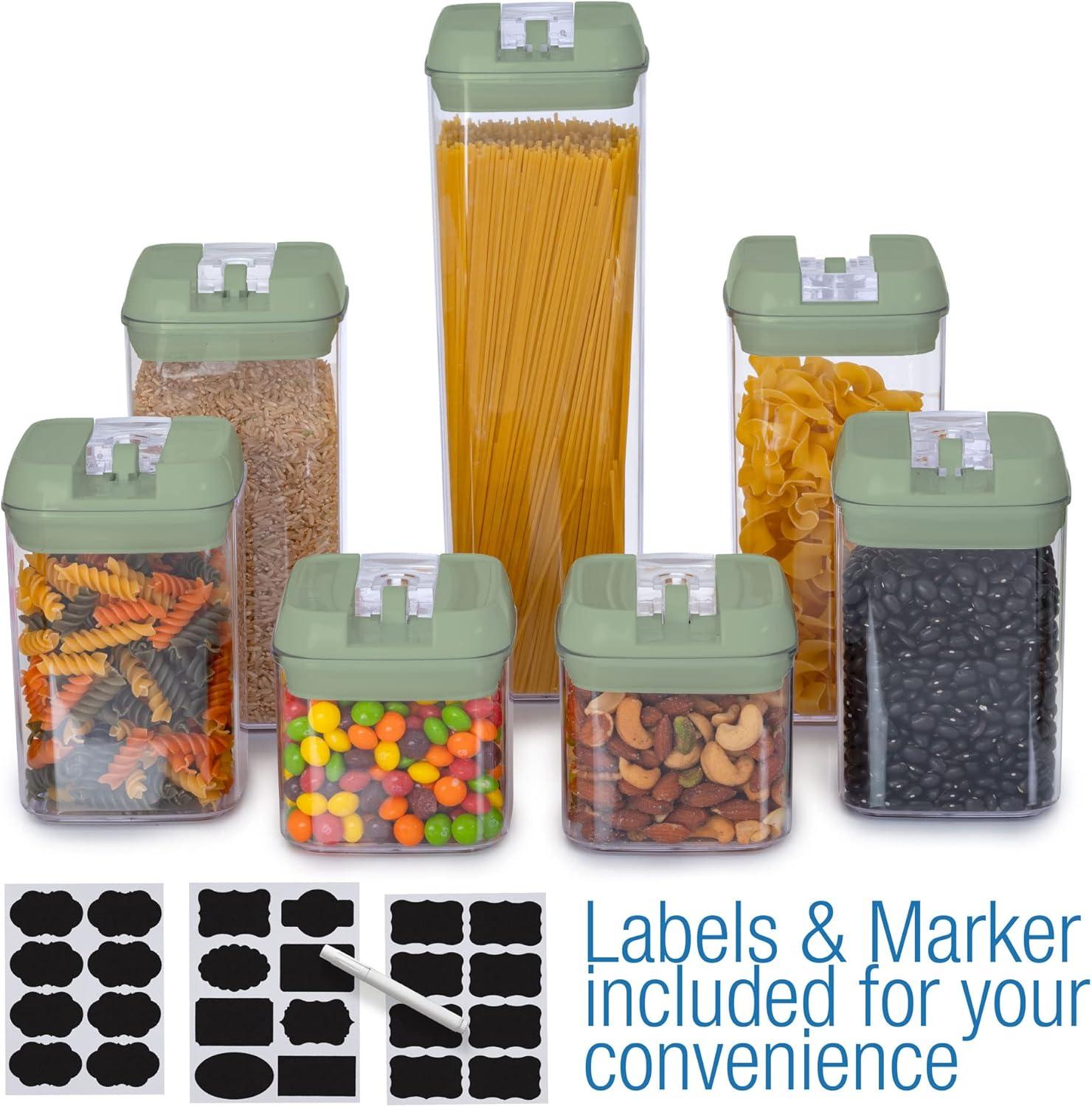 Cheer Collection Airtight Food Storage Containers, Set of 7 (Olive Green)