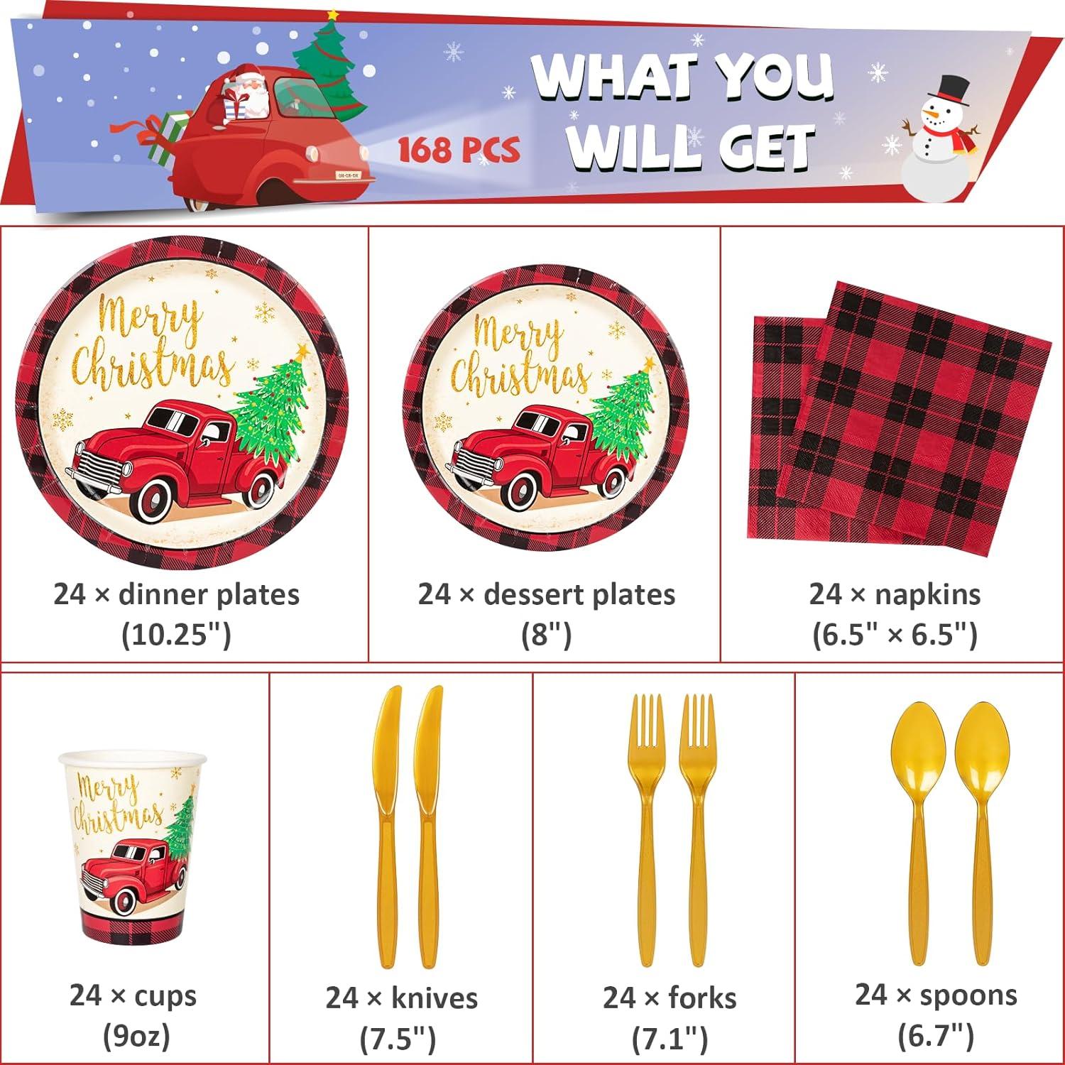 OPTERWQ Disposable Christmas Flatware Set