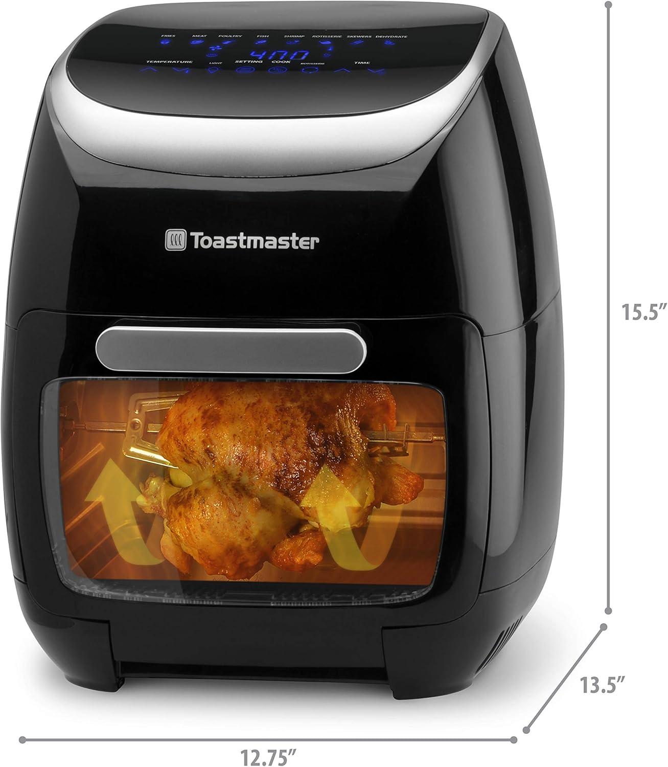 Toastmaster 11.6 Quart Black Digital Air Fryer with Rotisserie