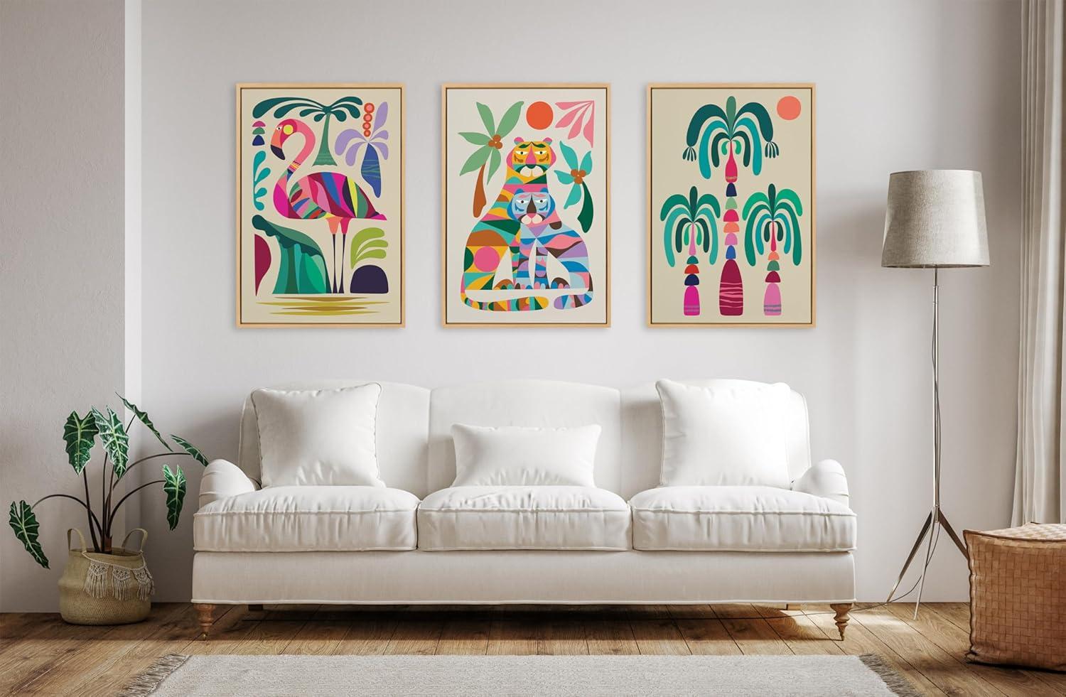 Kate & Laurel All Things Decor 23"x33" Sylvie MCM Tiger Love Wall Art by Rachel Lee Natural: Framed Canvas, Modern Animal Digital Art