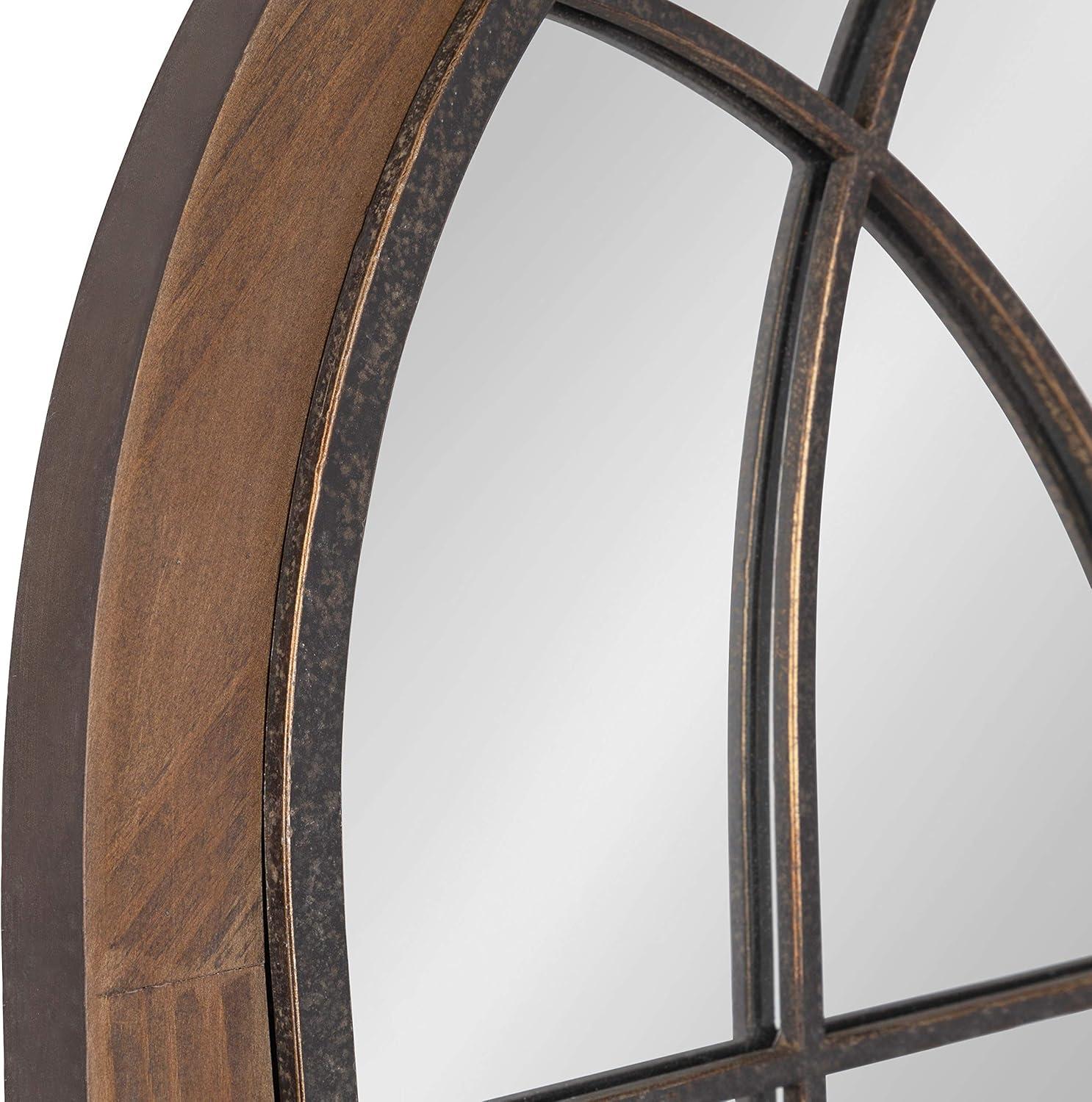 Nola 22" x 28" Rustic Brown Wood Arch Wall Mirror