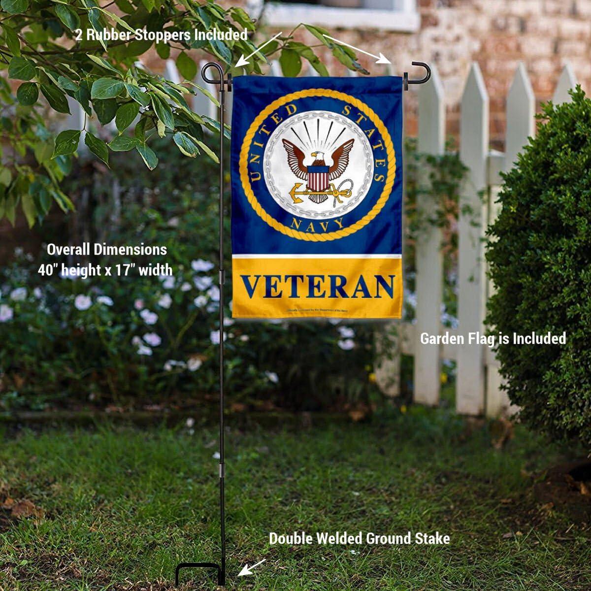 12 x 18 in. US Navy Garden Style 2 Sided Veteran Design Flag