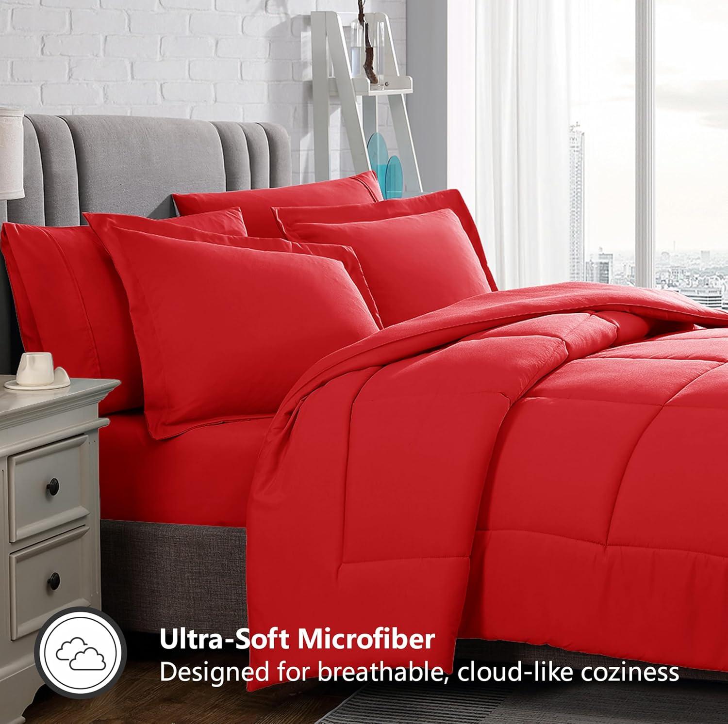 Twin Red Down Alternative Microfiber Comforter Set