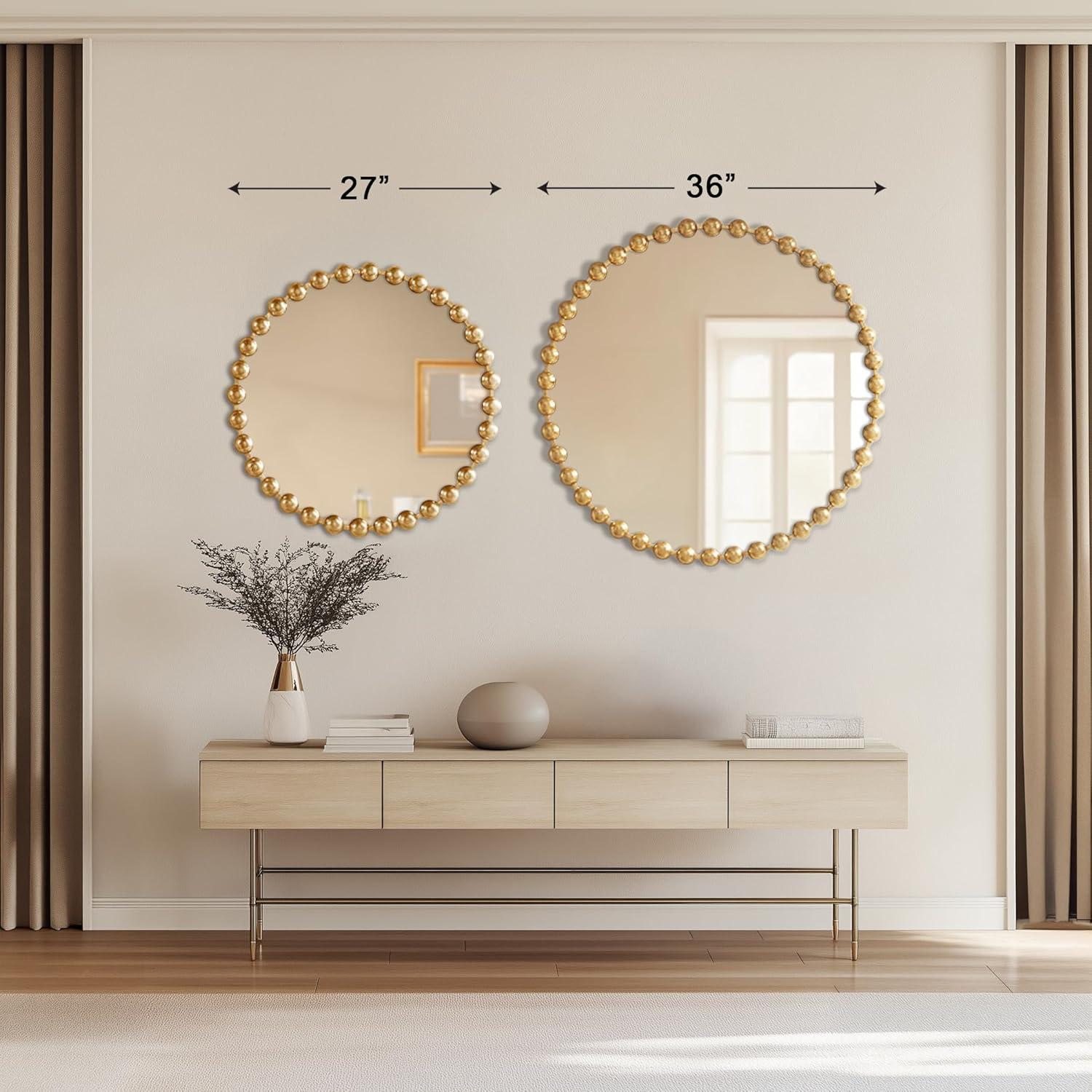 Marlowe Beaded Round Metal Wall Mirror