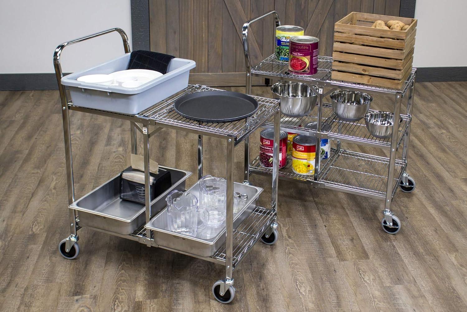 Luxor Three-Shelf Collapsible Wire Utility Cart