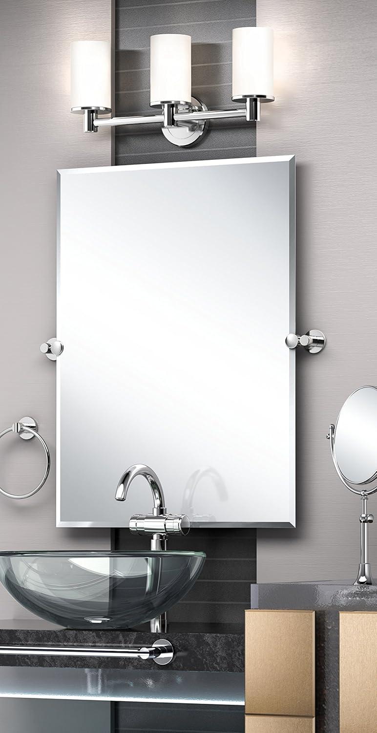 Elegant Chrome Frameless Oval Pivoting Bathroom Mirror