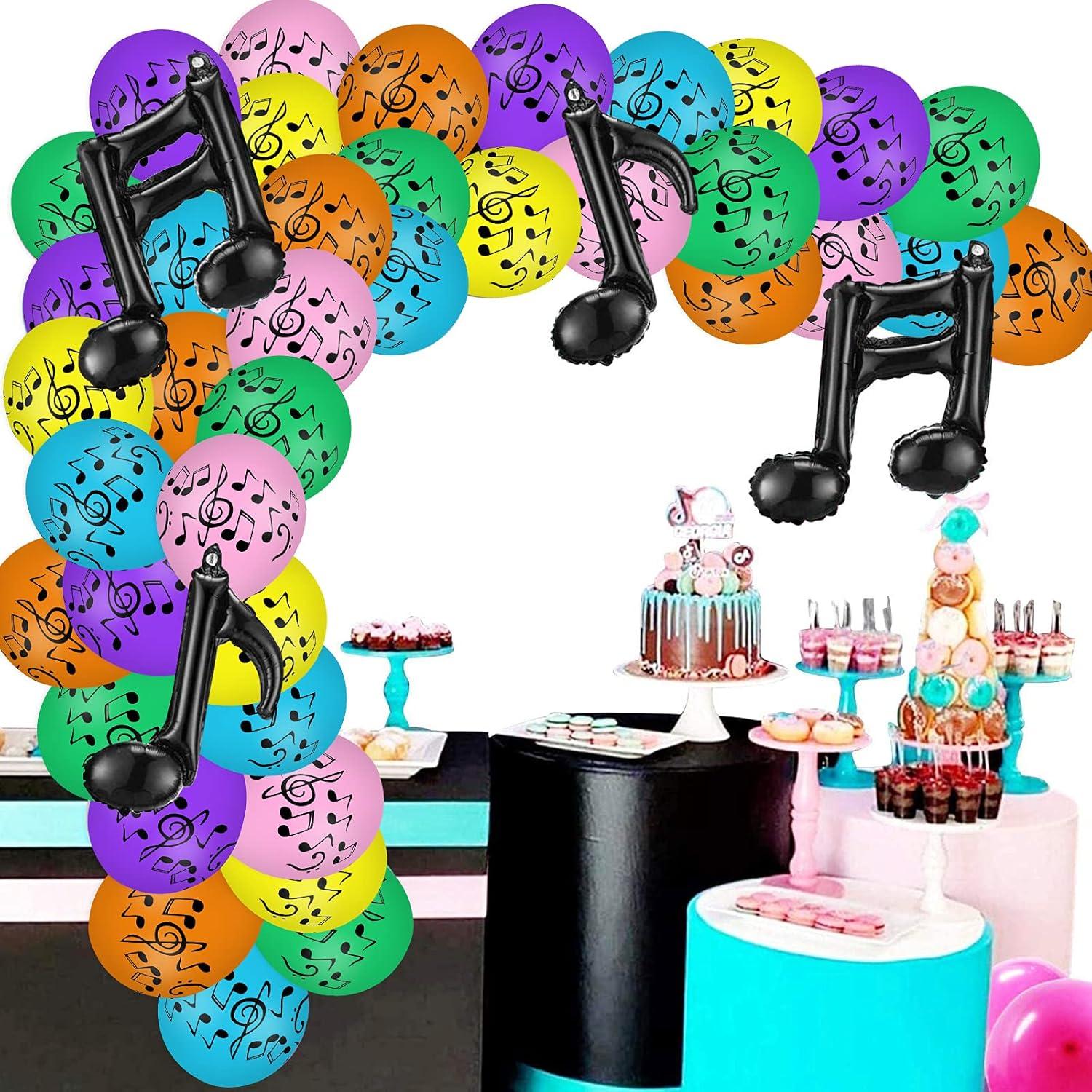 30 Pcs Music Notes DHF10 Balloons Colorful Music Birthday Party Decoration Balloons 12 Inches Latex Balloon for Musical Theme Birthday Party Decor Supplies