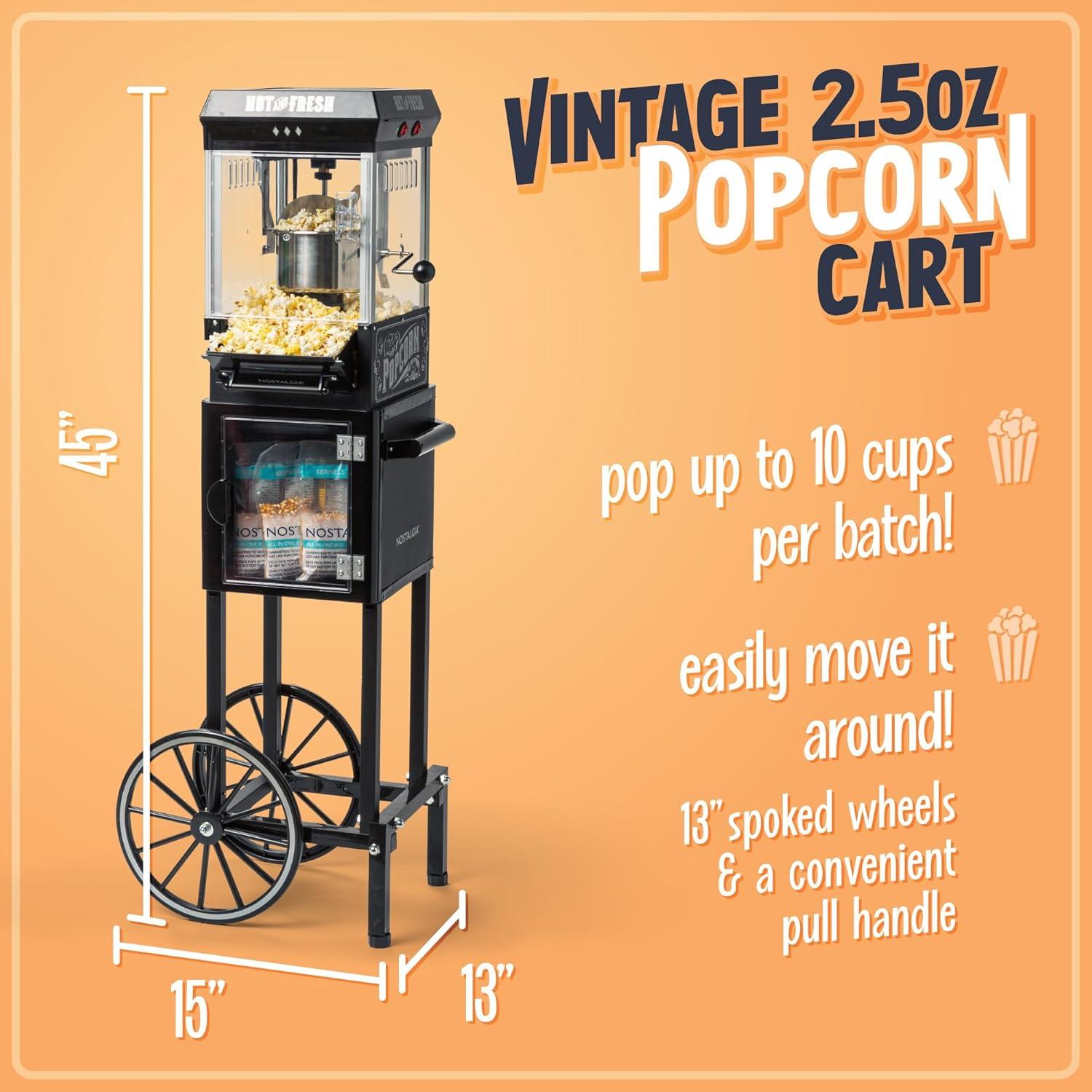 Nostalgia Vintage 2.5-Ounce Popcorn Cart, 45-48 Inches Tall