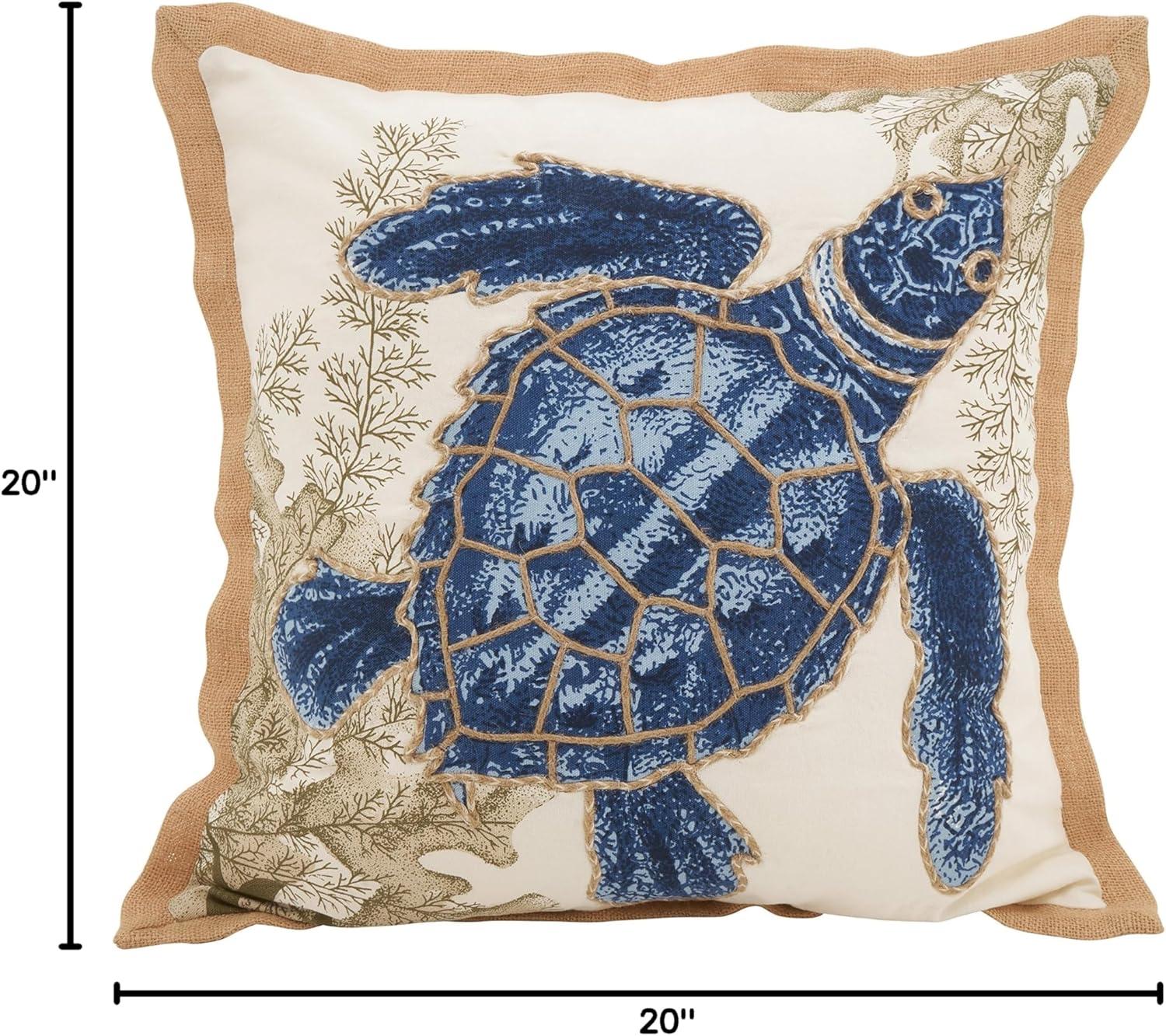 20"x20" Oversize 'I See Sea Turtles' Down Filled Square Throw Pillow Blue - Saro Lifestyle