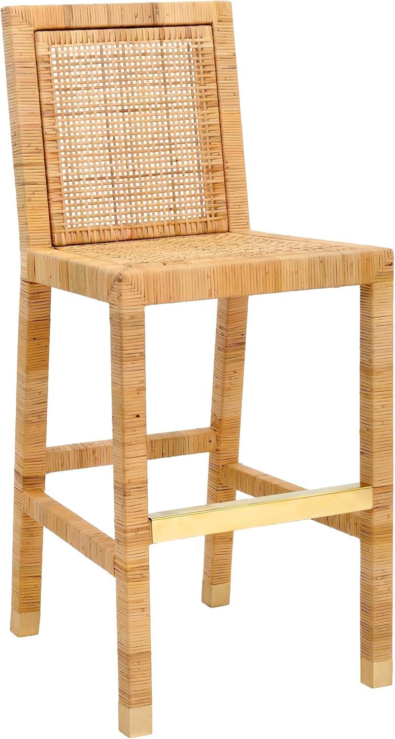 Amara Woven Rattan Performance Fabric Stool Natural Bar Height
