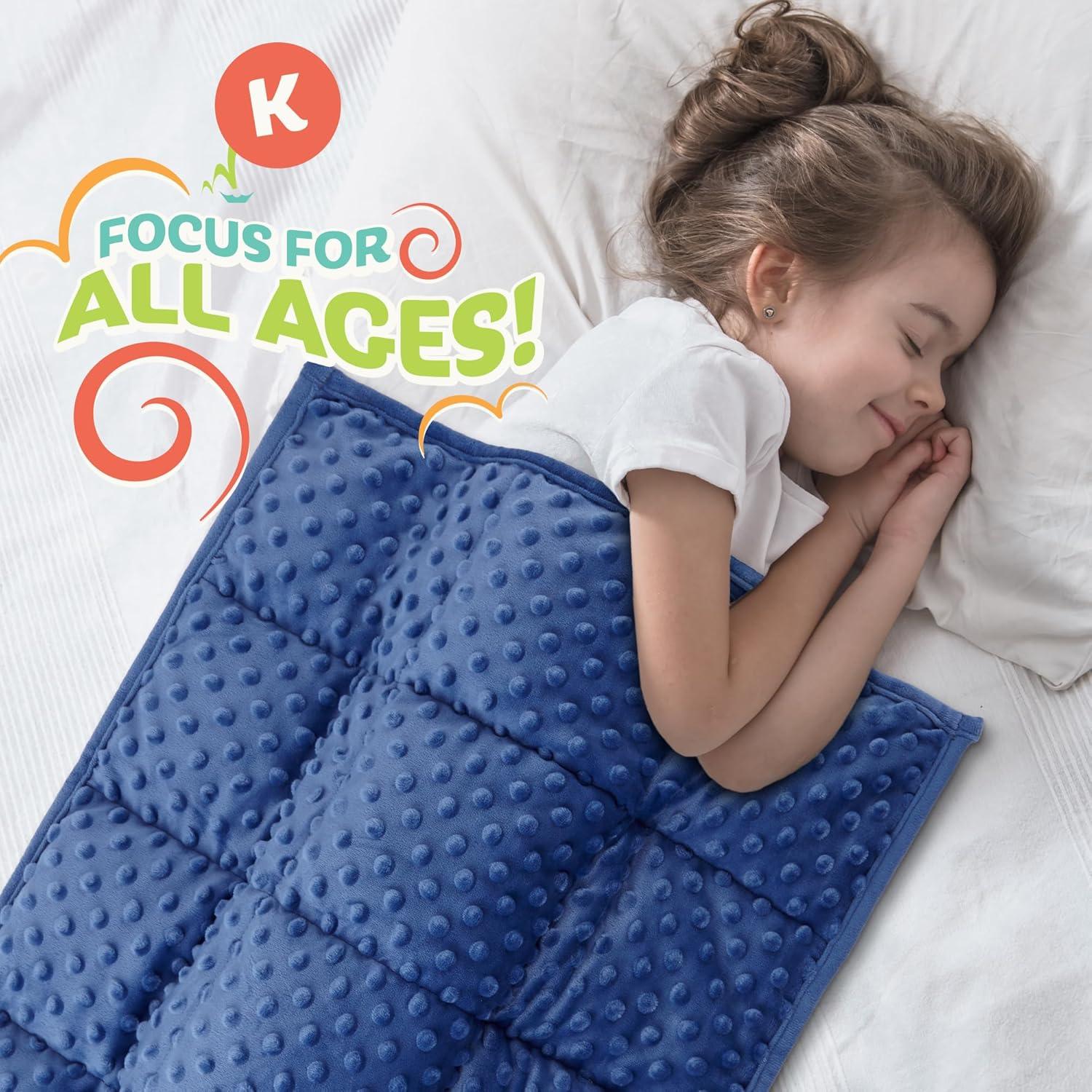 Blue 5lb Plush Minky Weighted Blanket for Kids