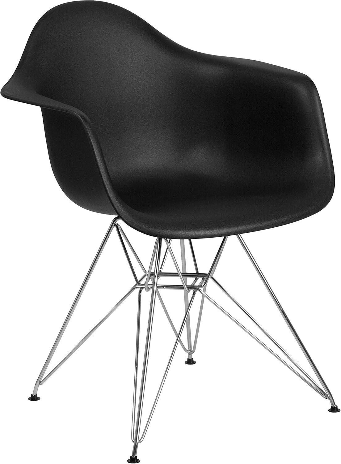 Flash Furniture 2 Pack Alonza Series Black Plastic Chair with Chrome Base