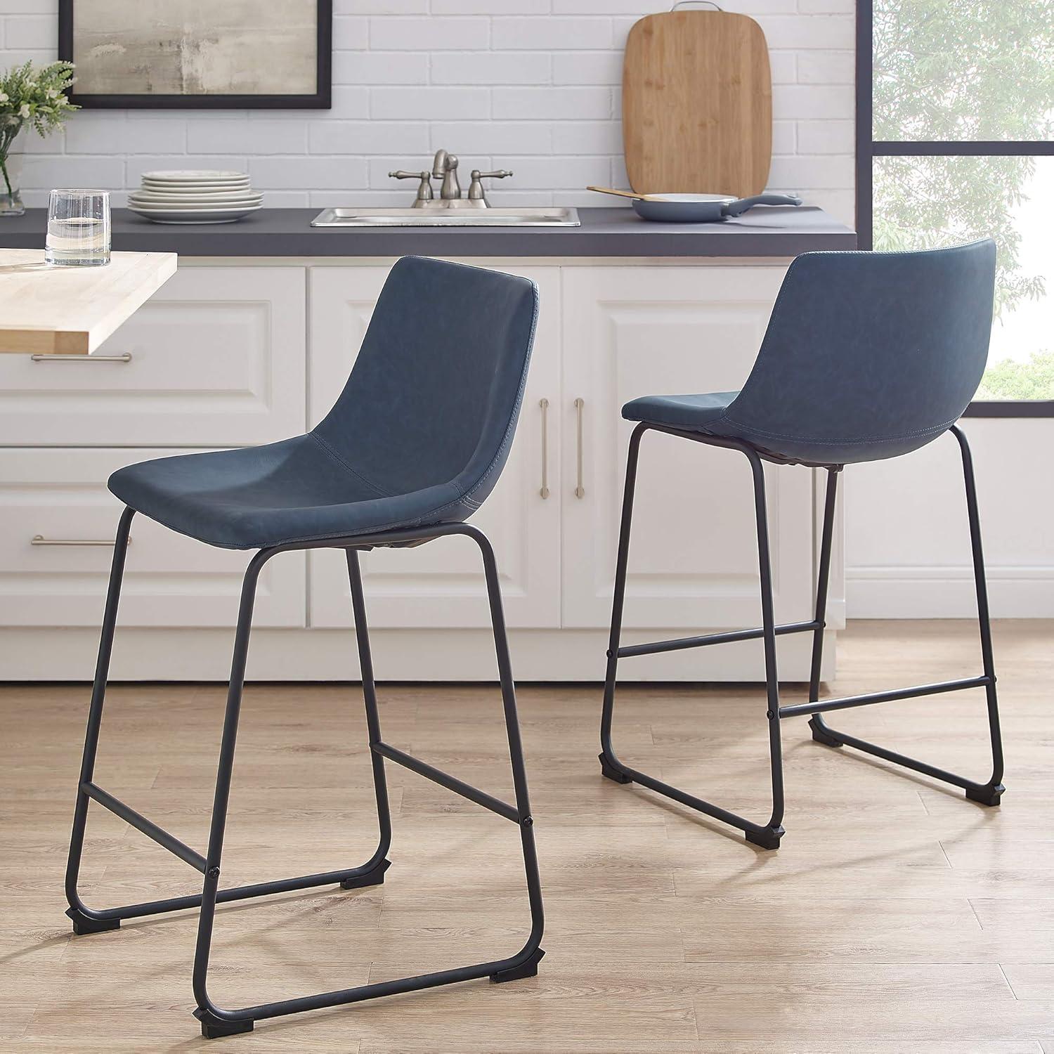 Dayton Urban Industrial Gray Faux Leather Dining Chair, Set of 2