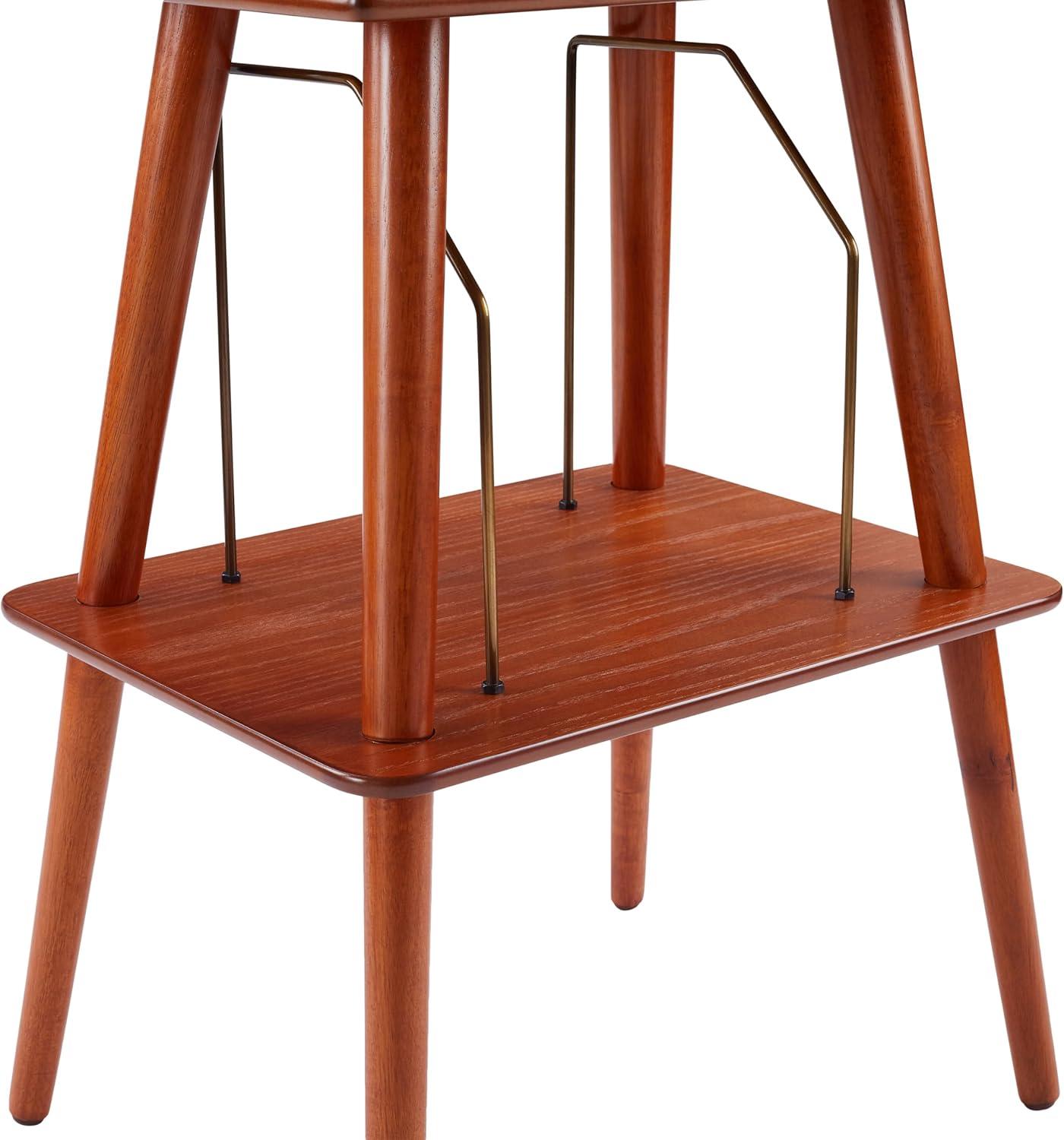 Paprika Hardwood Mid-Century Turntable Stand with Storage