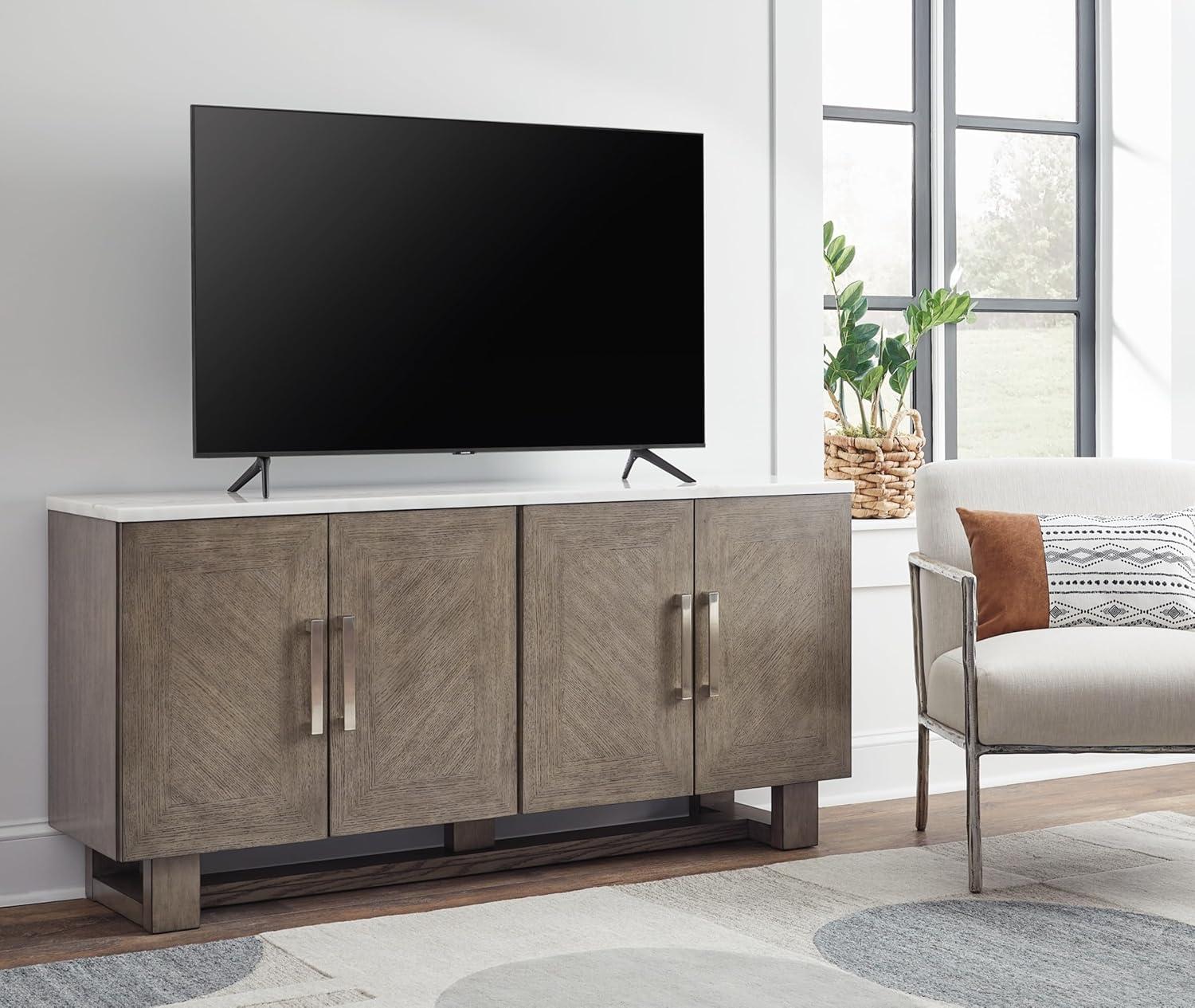 Ashley Furniture Loyaska Grayish Brown & White 68" TV Stand for TVs up to 78"