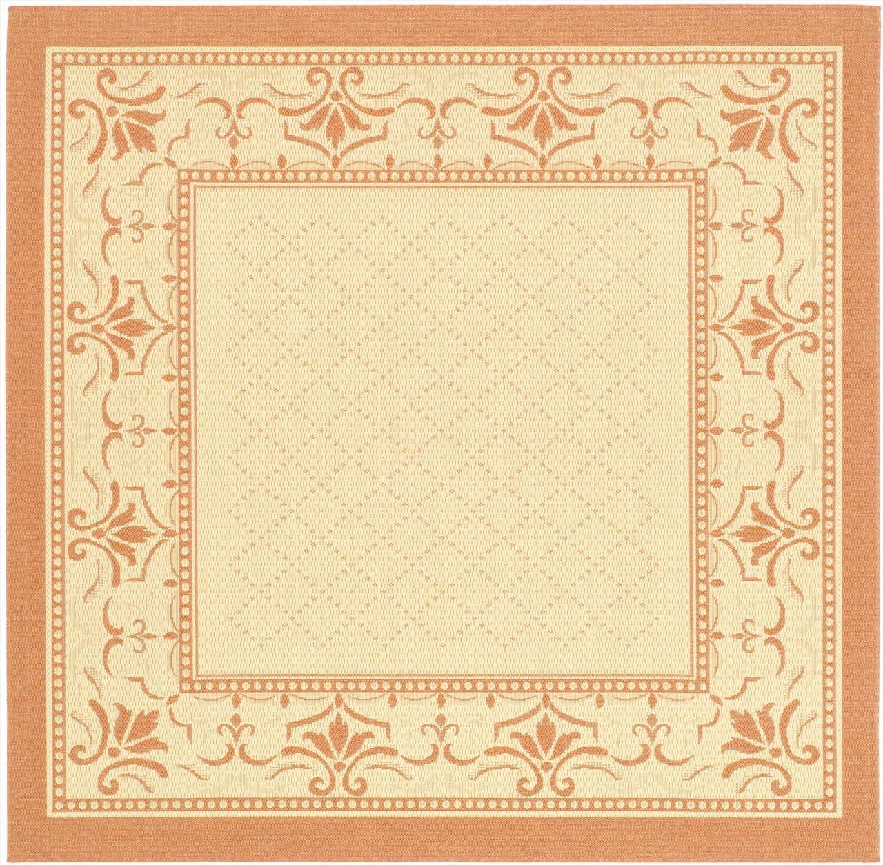 Courtyard CY0901 Power Loomed Indoor and Outdoor Area Rug - Natural/Terra - 6'7"x6'7" - Safavieh