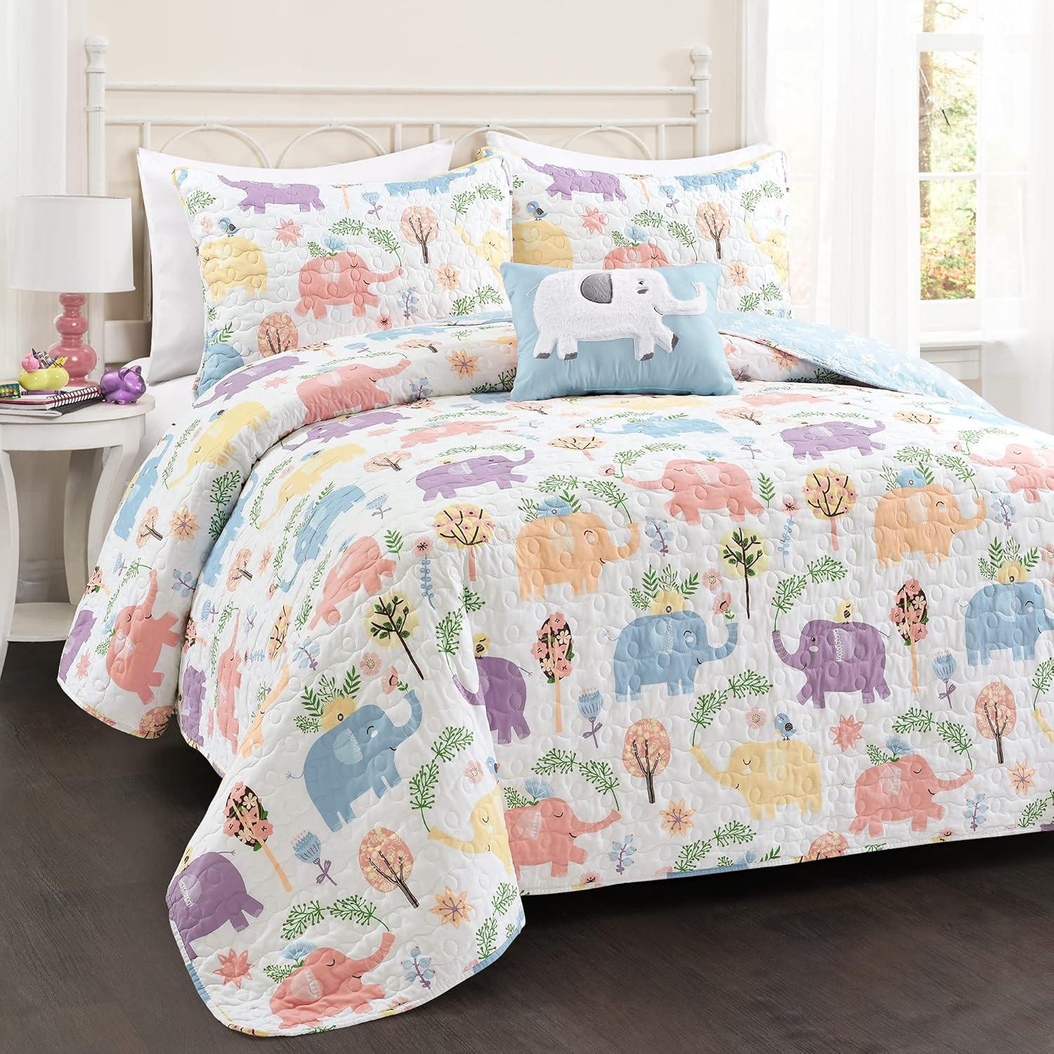 Hygge Elephant Quilt Set - Lush Décor