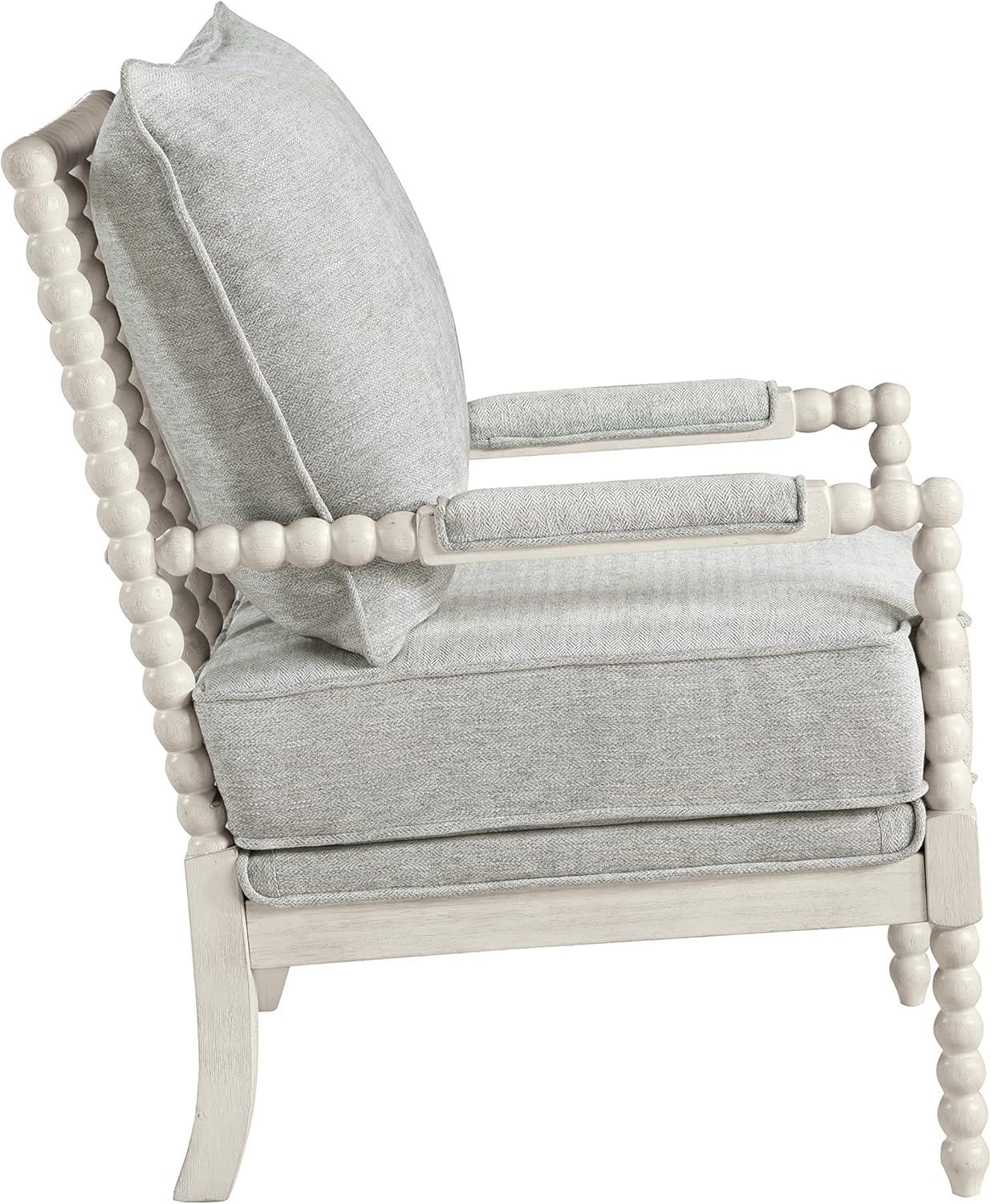 Kaylee Spindle Chair in Smoke Gray Fabric with White Frame