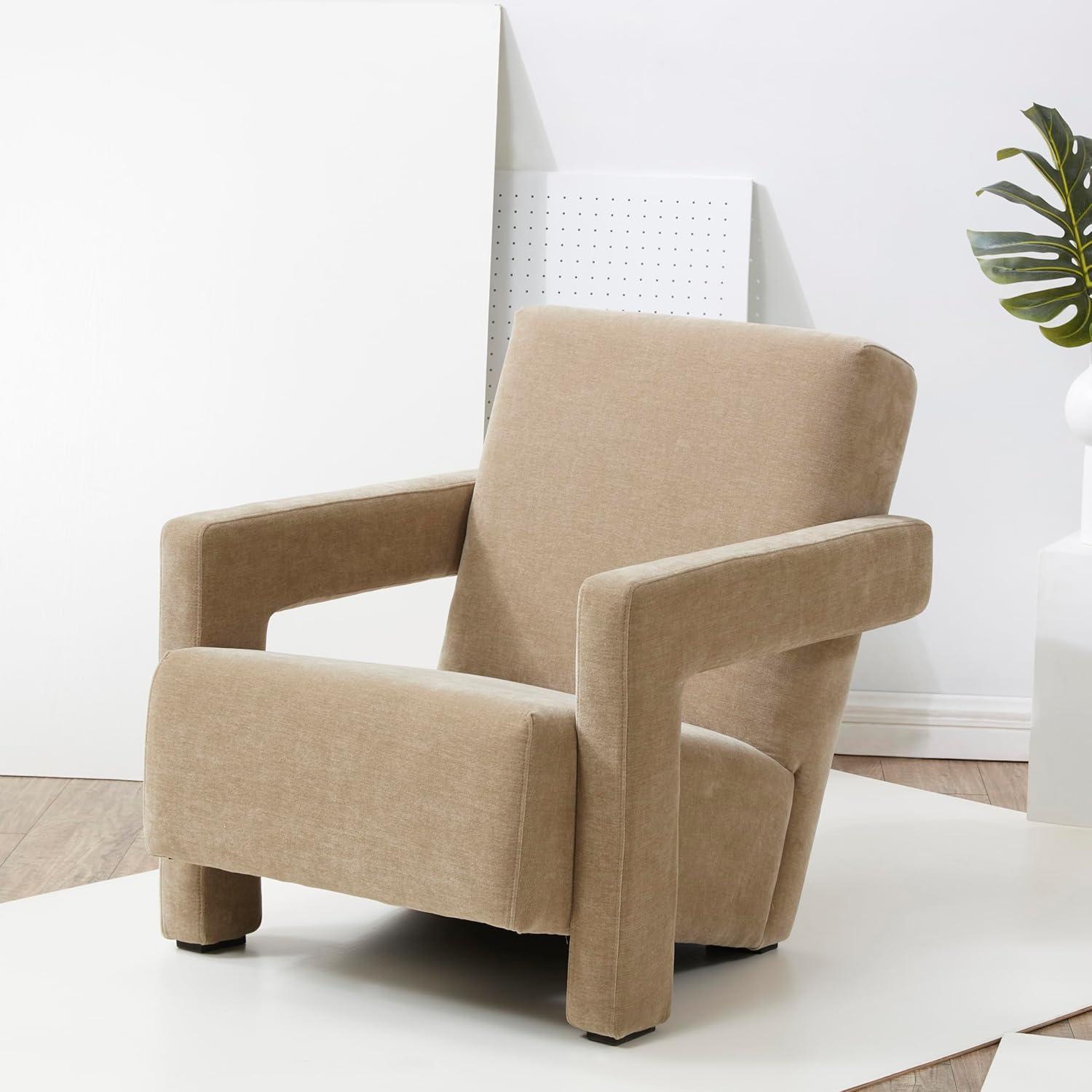 Safavieh  Couture Taylor Modern Velvet Accent Chair - 27 in. W x 35 in. D x 30 in. H Light Brown