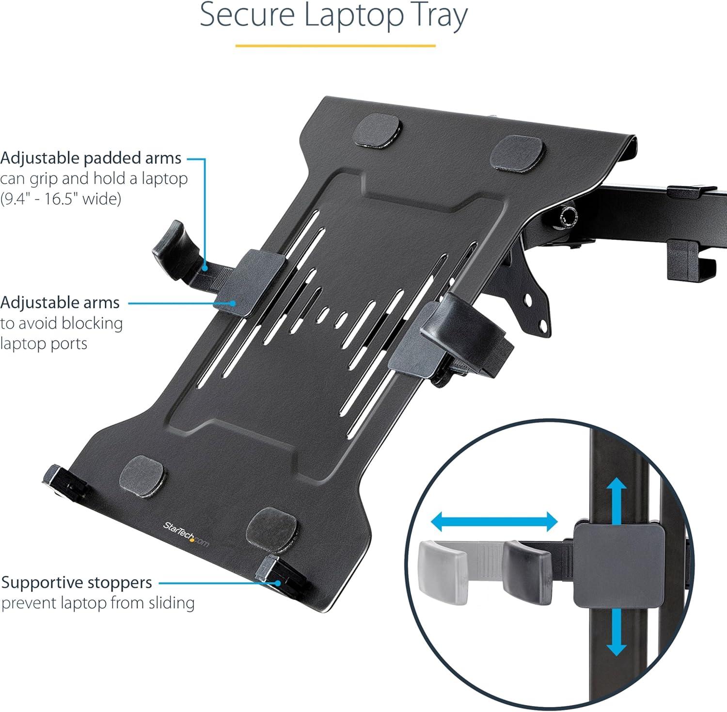 Black Adjustable Steel and Plastic VESA Laptop Tray