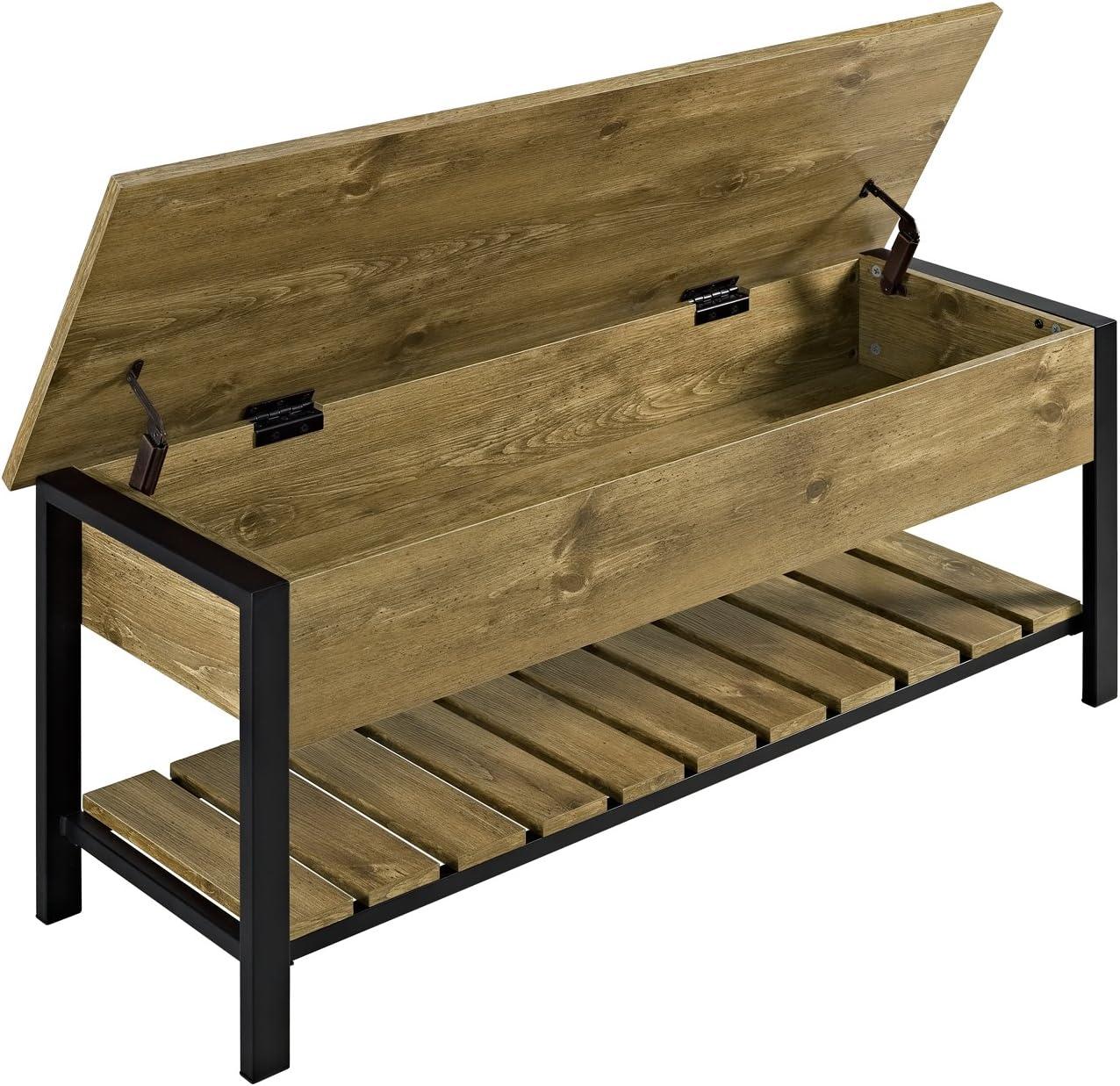 Barnwood 48" Metal Frame Storage Bench with Open-Top