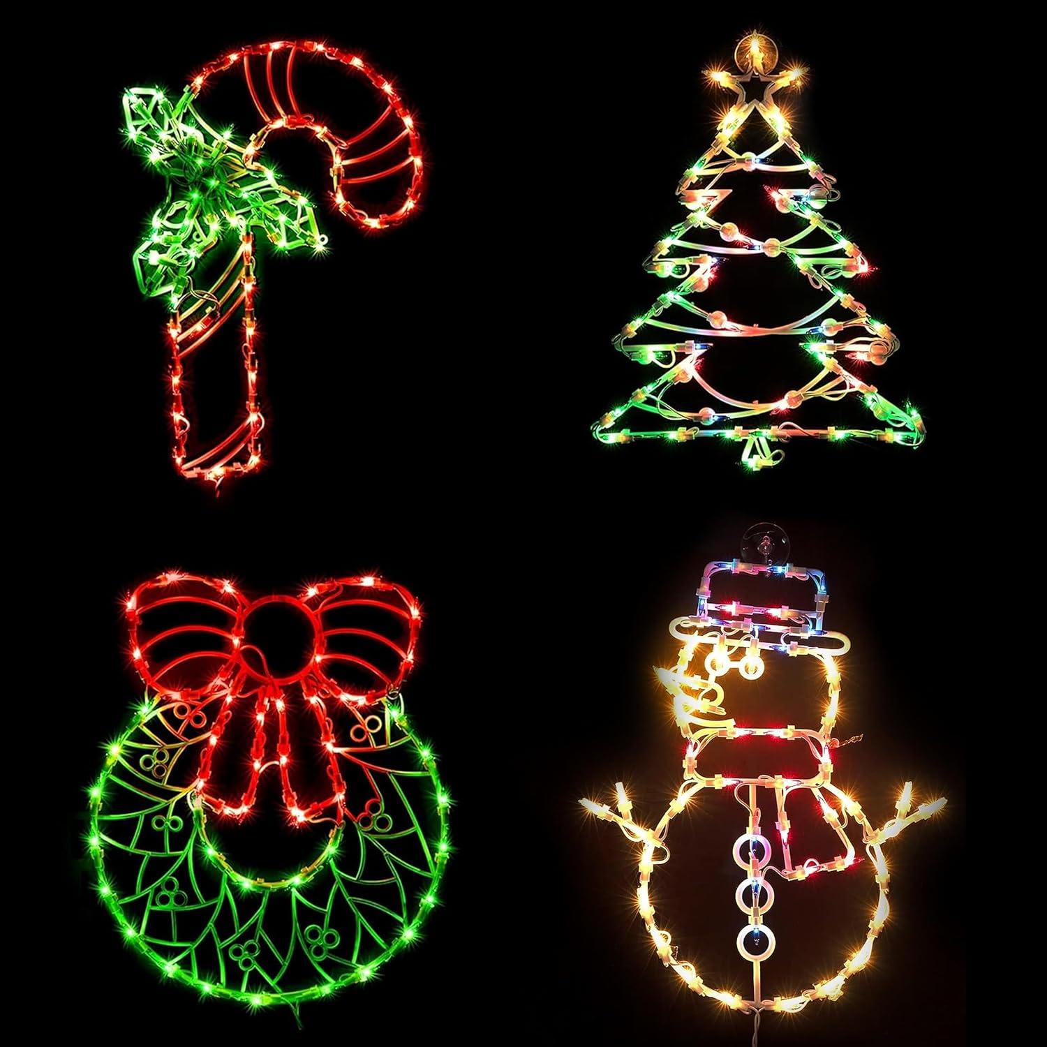 Multi-Color LED Christmas Window Silhouette Lights Set