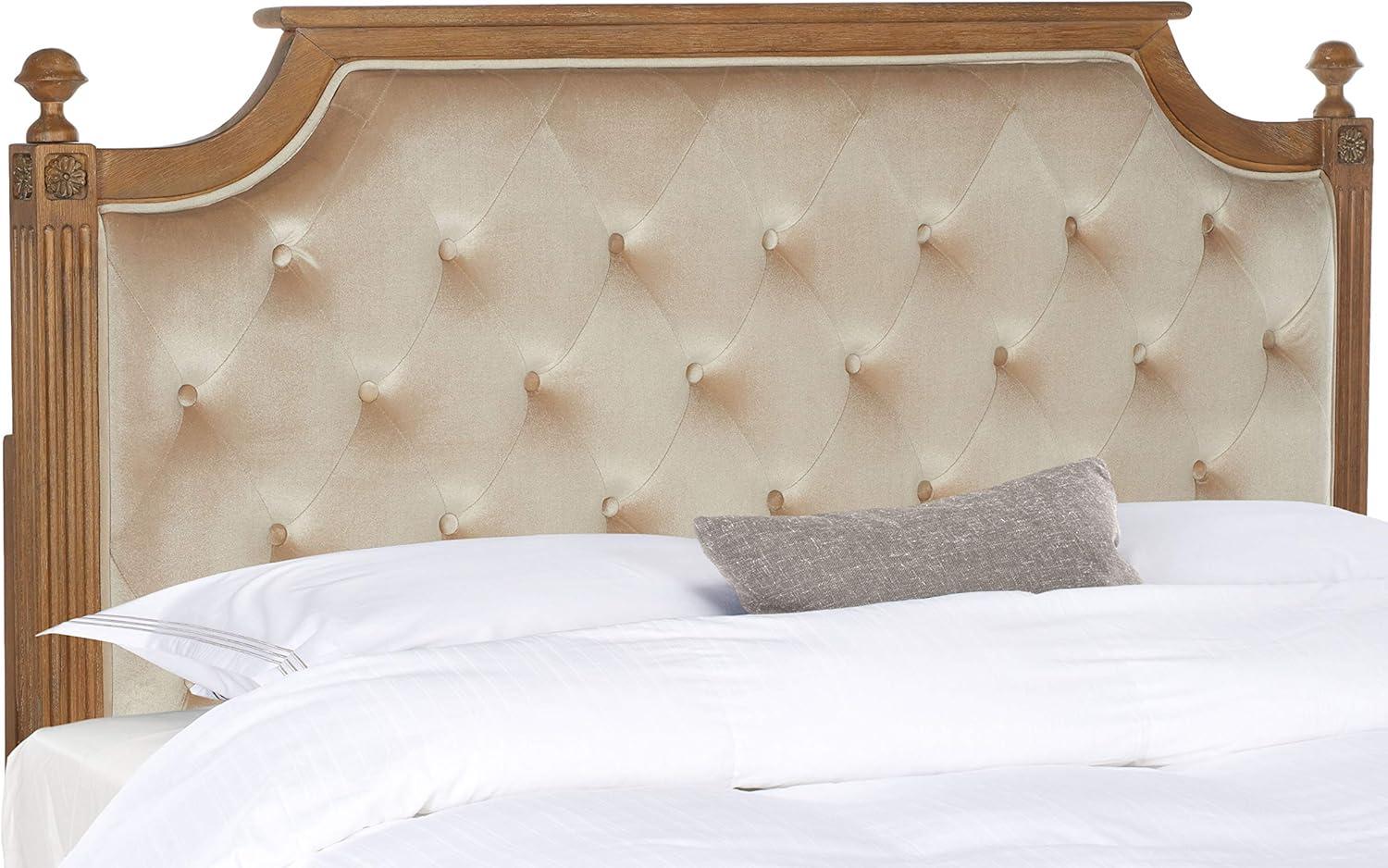 SAFAVIEH Rustic Wood Tufted Upholstered Headboard, Queen, Beige Velvet