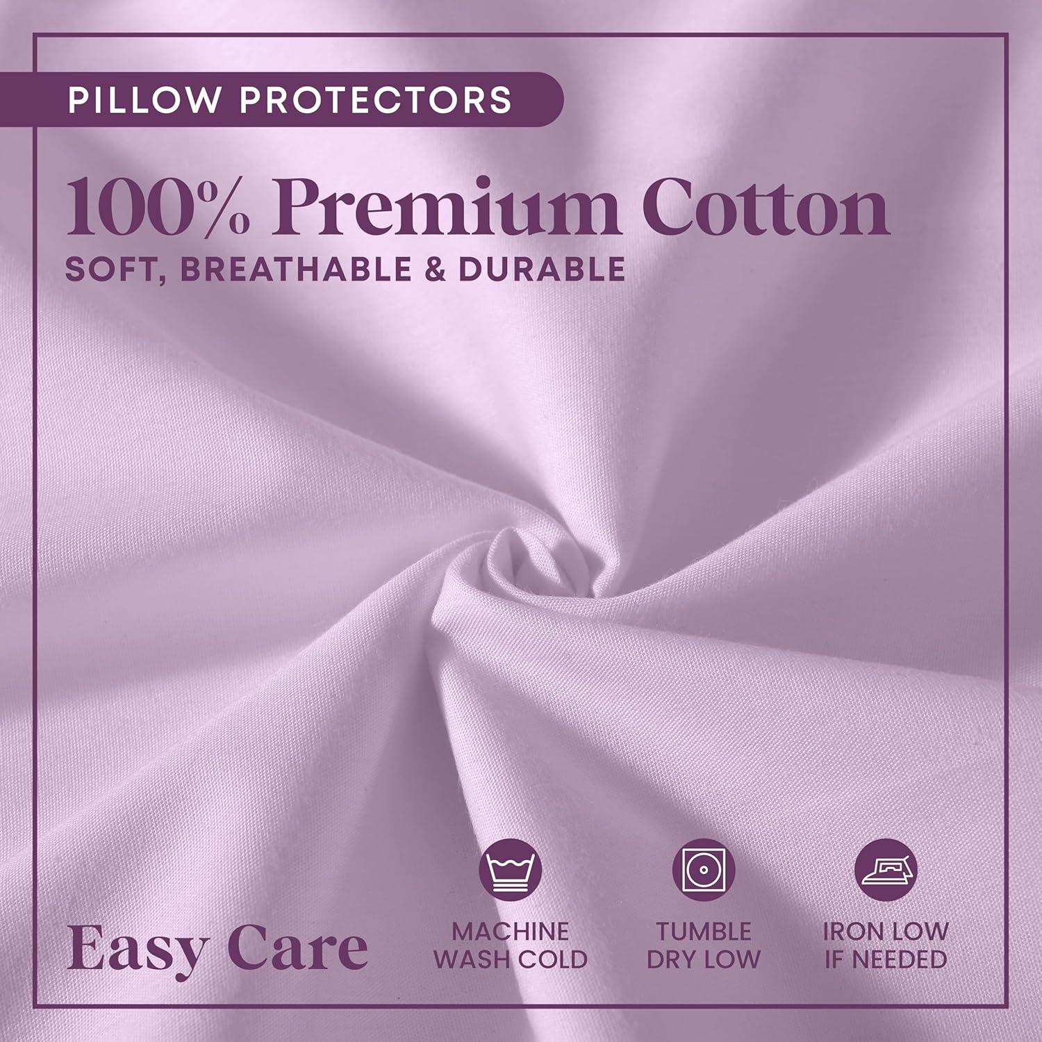 100% Cotton Zippered Pillow Protector (2 pck) Standard - Lavender