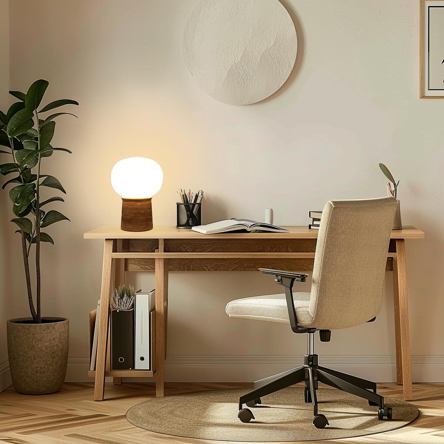 Brightech Neptune 12" LED Table Lamp With Natural Travertine Stone Base | Wayfair