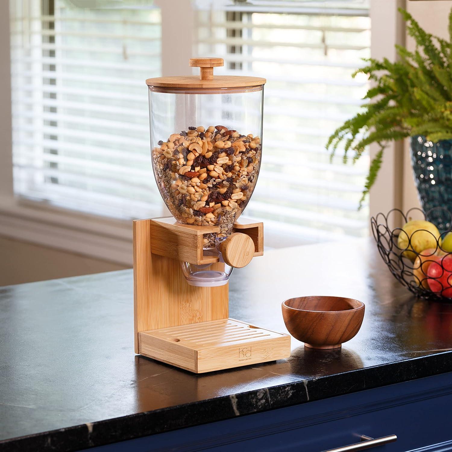 Natural Bamboo and BPA-Free Plastic Cereal Dispenser