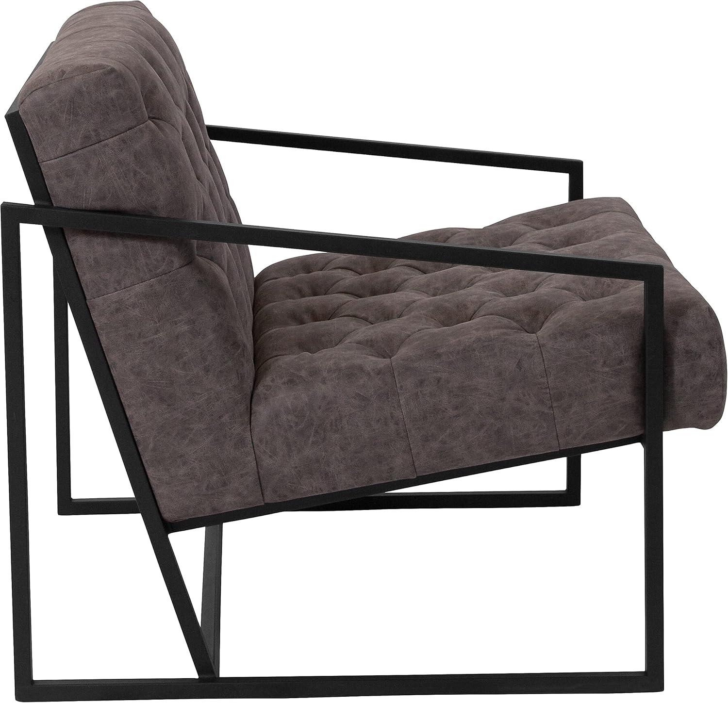 Flash Furniture HERCULES Madison Series Retro Gray LeatherSoft Tufted Lounge Chair