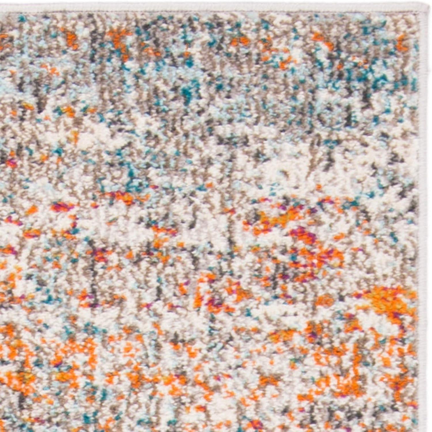 Madison Abstract Gray/Orange Area Rug