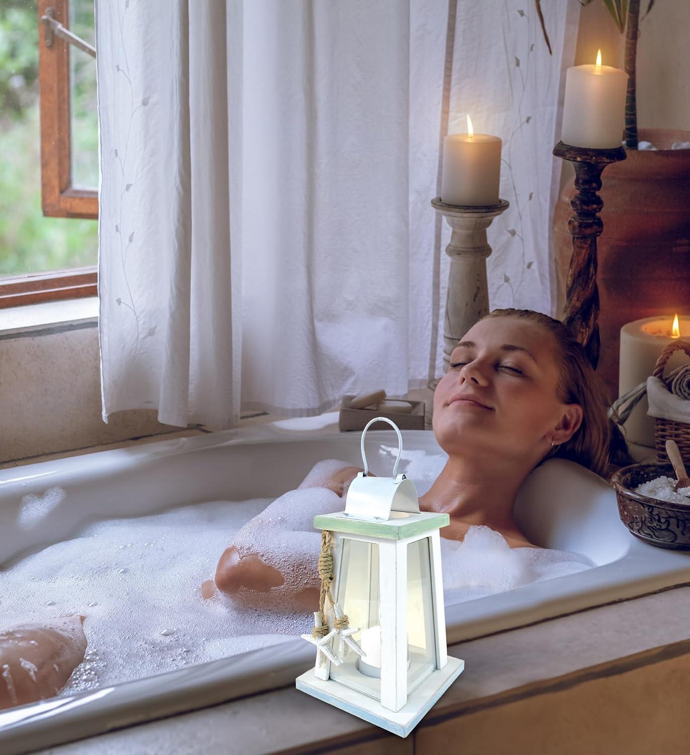 CoTa Global Ocean Breeze Nautical Wooden Lantern Candle Holder - Handmade Rustic Tealight Candle Lantern Decor Coastal Table Centerpiece, Indoor Tea Candle Lantern Beach Decorations for Home