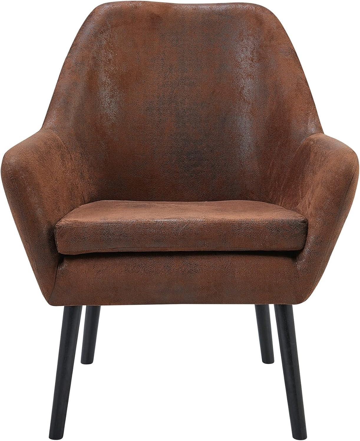 Ebern Designs Ringwold Armchair with Aged Fabric and Solid Wood Legs