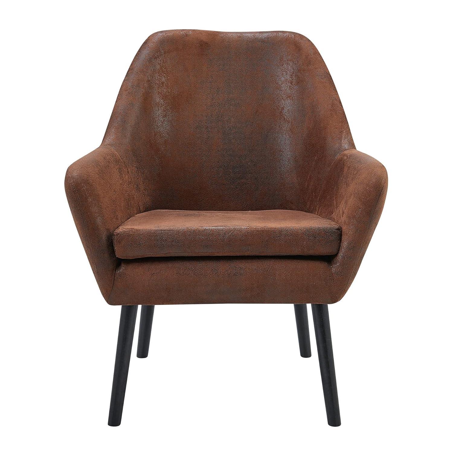 Ebern Designs Ringwold Armchair with Aged Fabric and Solid Wood Legs