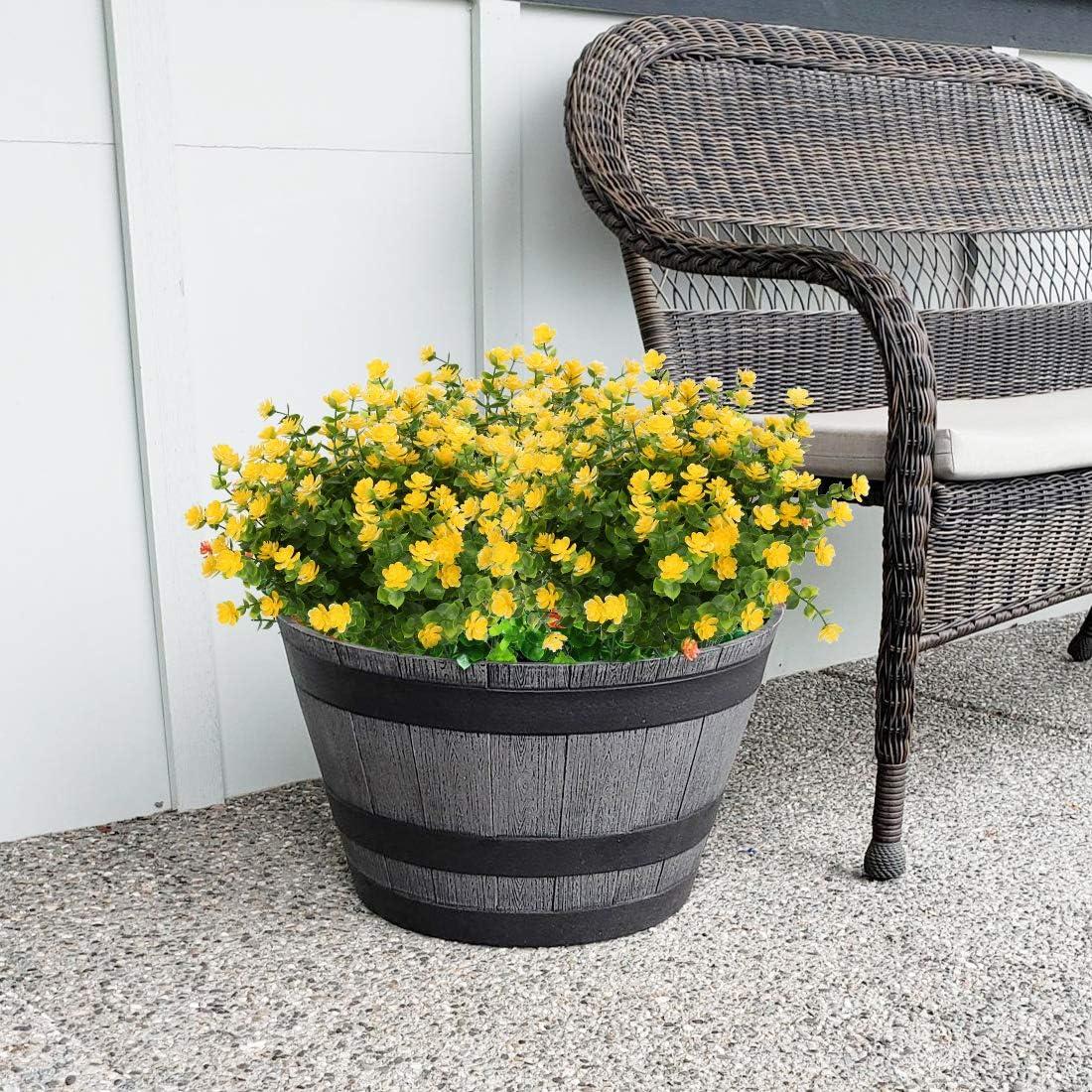 6 Bundles Yellow UV Resistant Faux Boxwood Flowers