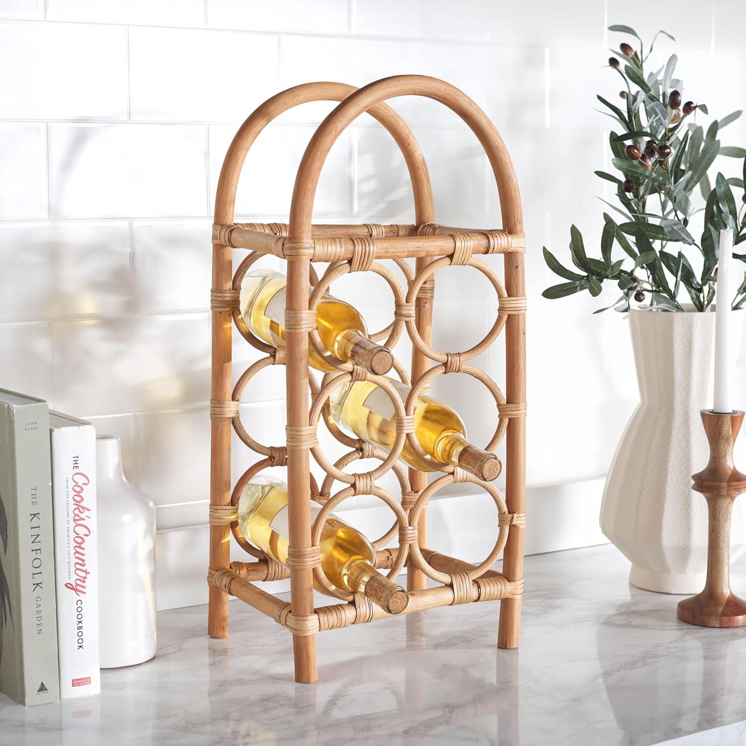 Lyza Rattan Bottle Rack - Natural - Safavieh