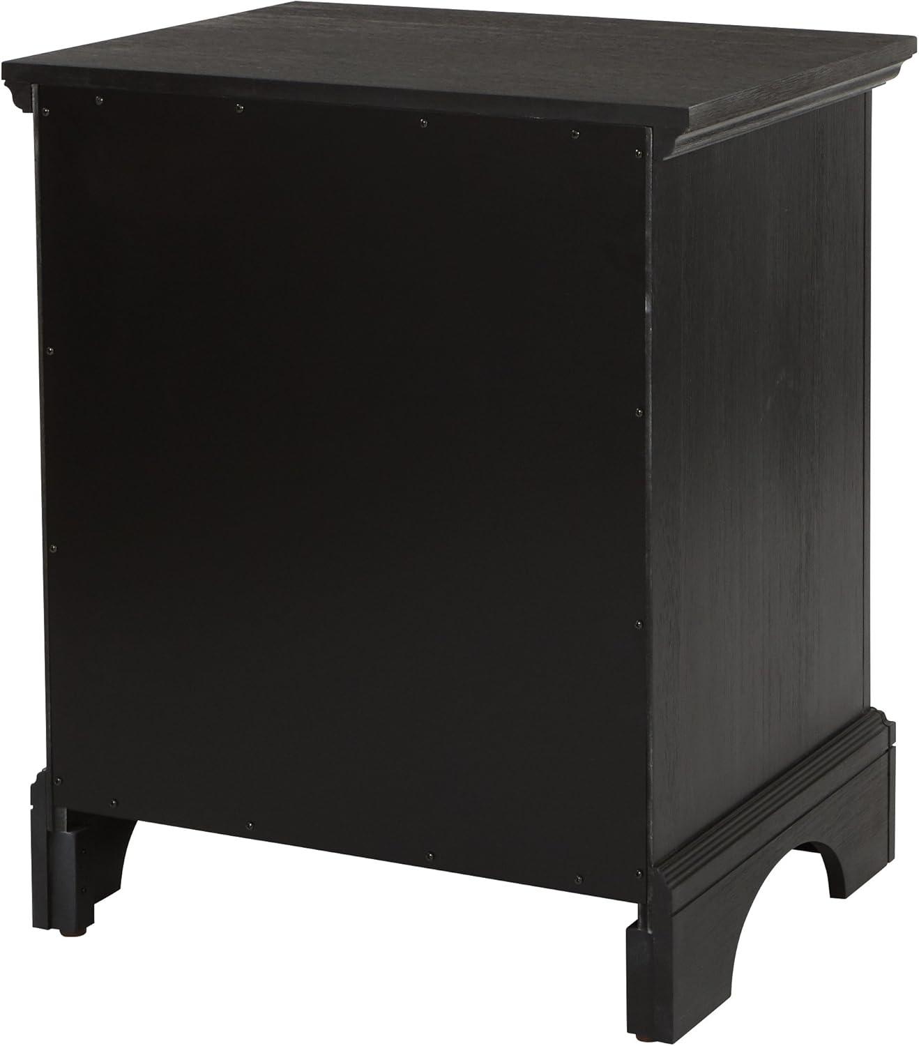 OSP Home Furnishings Farmhouse Basics 2 Drawer Nightstand with Tray in Rustic Black Finish