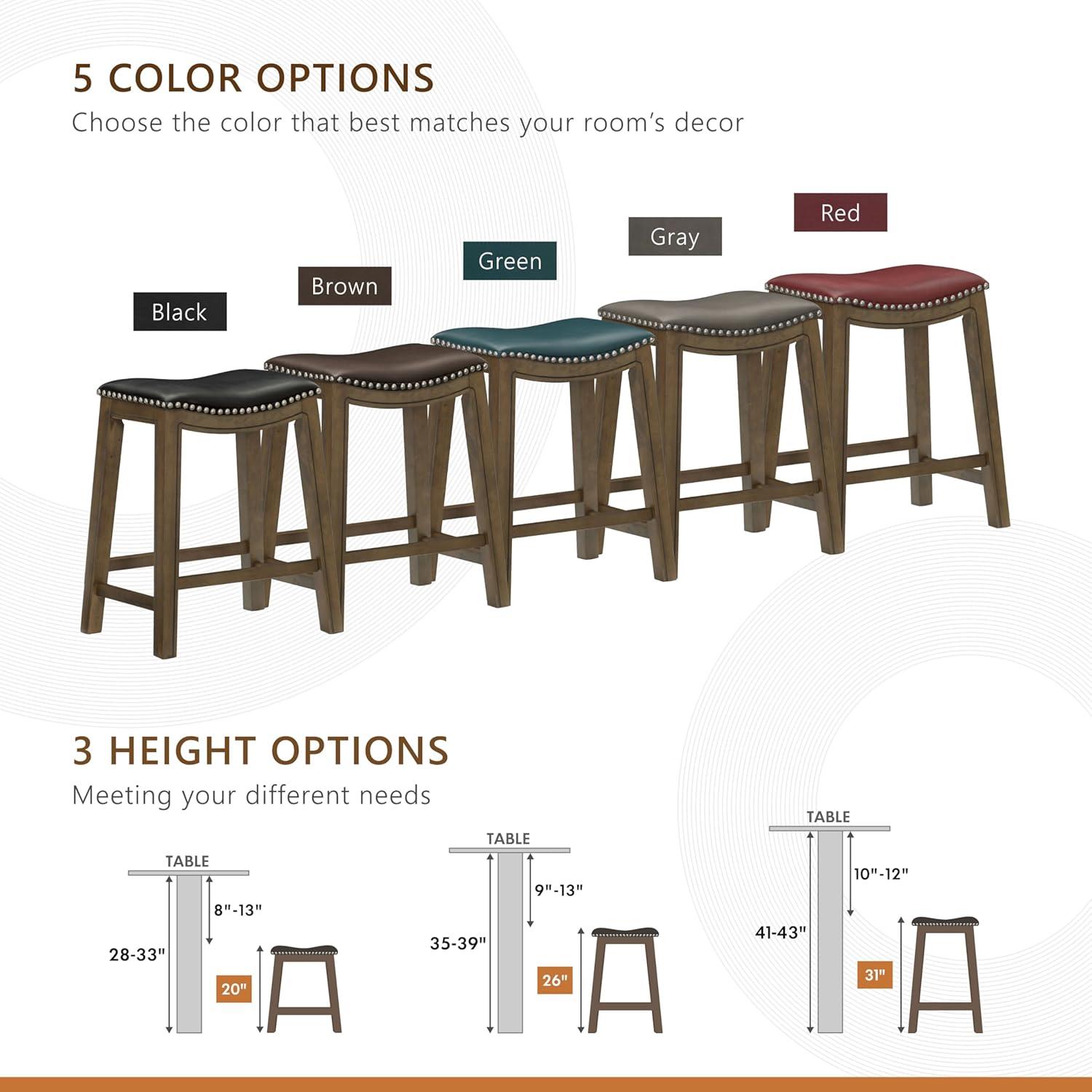 Homelegance 24" Counter Height Wooden Bar Stool Saddle Seat Barstool, Brown