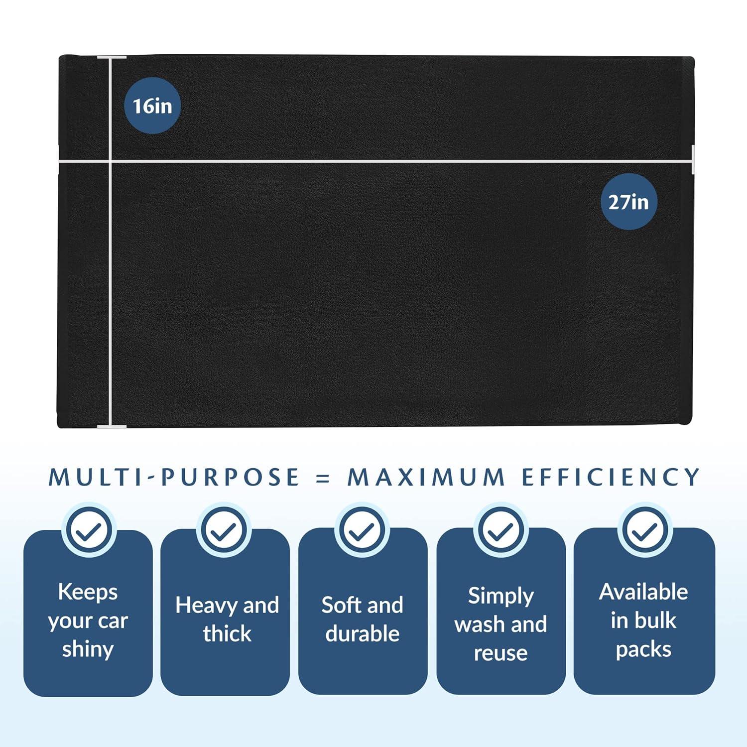 Simpli-Magic Hand Towels, Multipurpose Cotton Towels for Bathroom Use & More, 16" x 27", Black