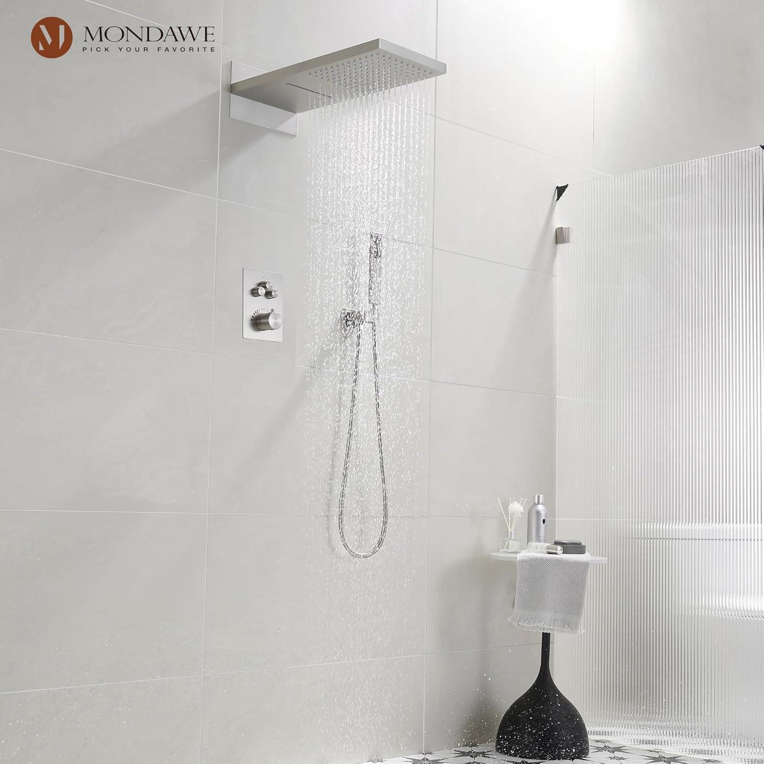 3-Function Rainfall Thermostatic Complete Shower System with Rough-in Valve