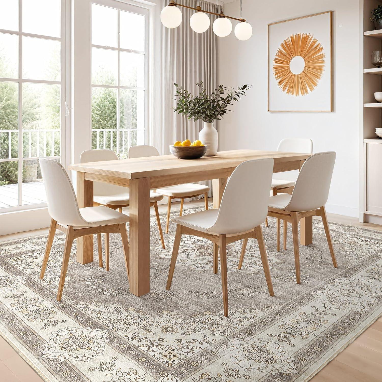 Nakagishi 2X3 Rug Washable Area Rug: Small Soft Boho Farmhouse Neutral Moroccan Non Slip Indoor Low Pile Accent Floor Throw Carpet for Bedroom Bathroom Entryway Kitchen Hallway Closet Home- Brown