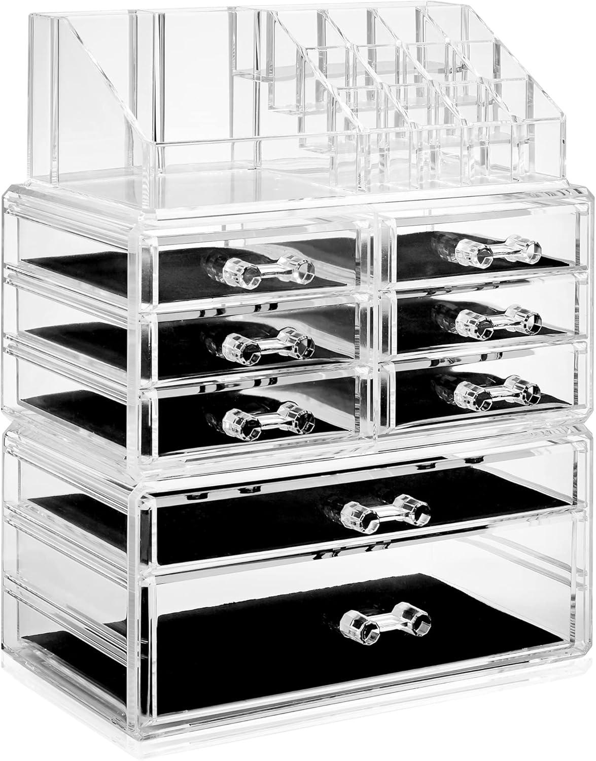 Clear Acrylic 16 Compartment Makeup and Jewelry Organizer