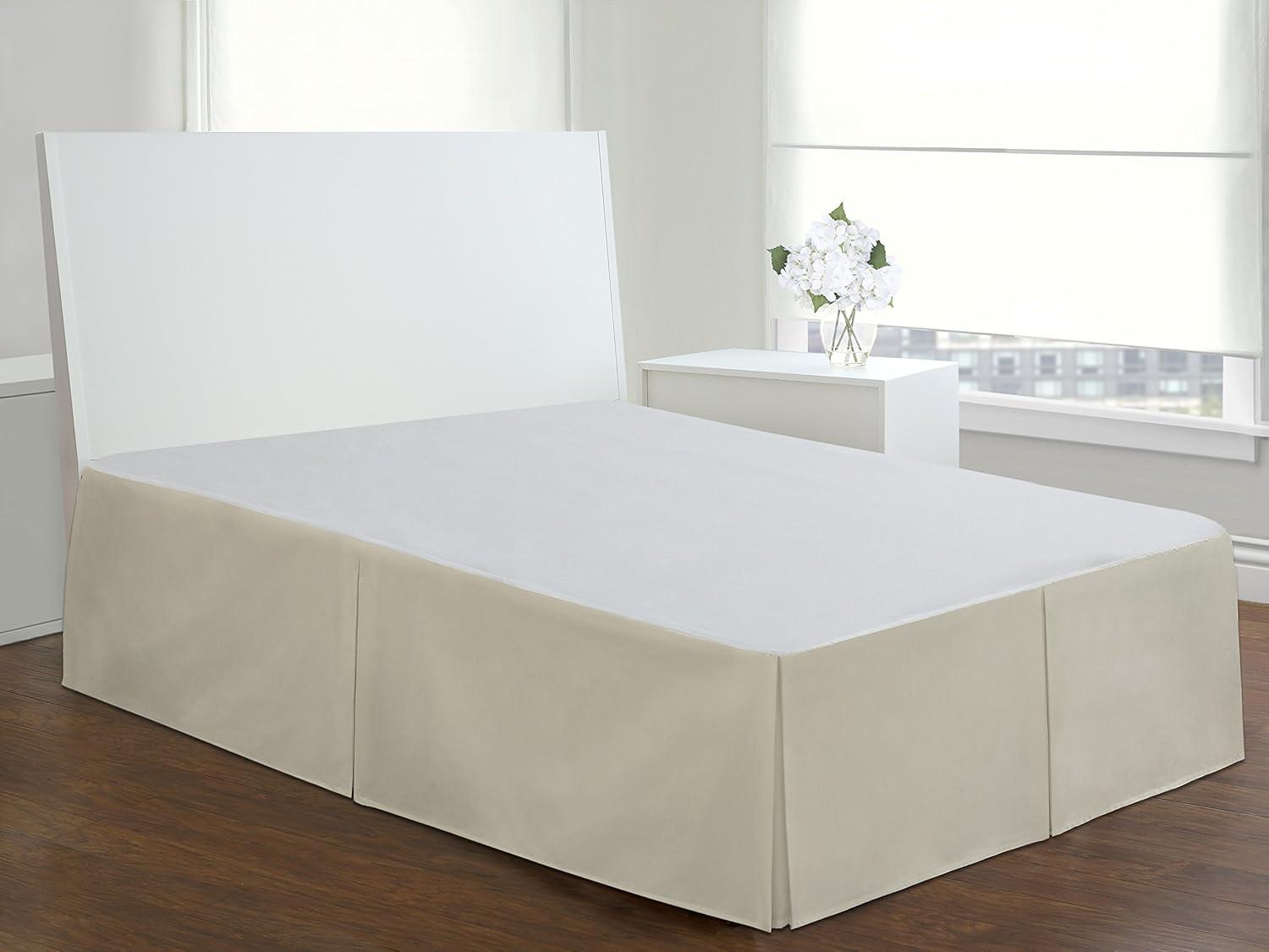 Ivory Twin Polyester Tailored Bed Skirt with 14" Drop