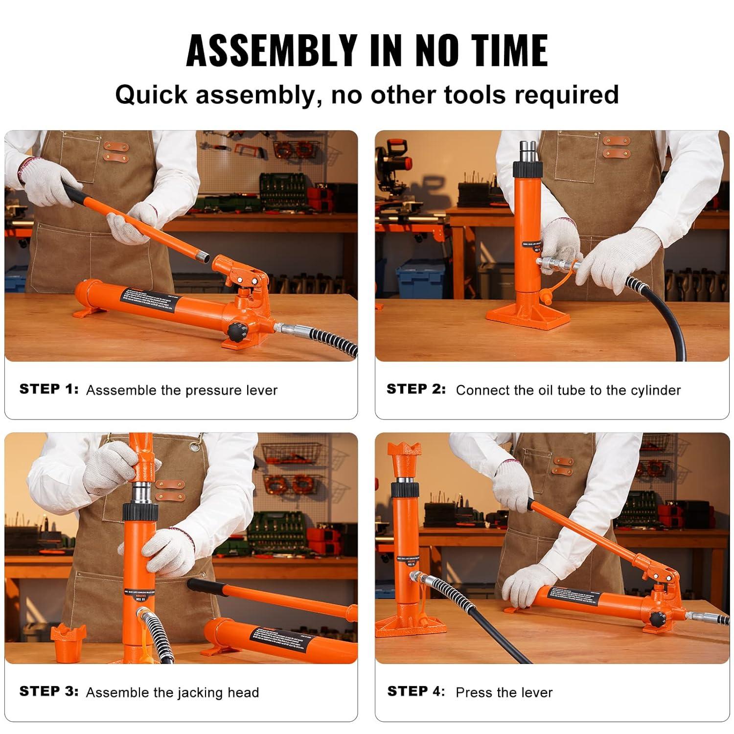 12 Ton Porta Power Hydraulic Jack Kit 26455 Lbs. Load Body Repair Tool with 4.6 ft. Oil Hose Carry Case for Automotive